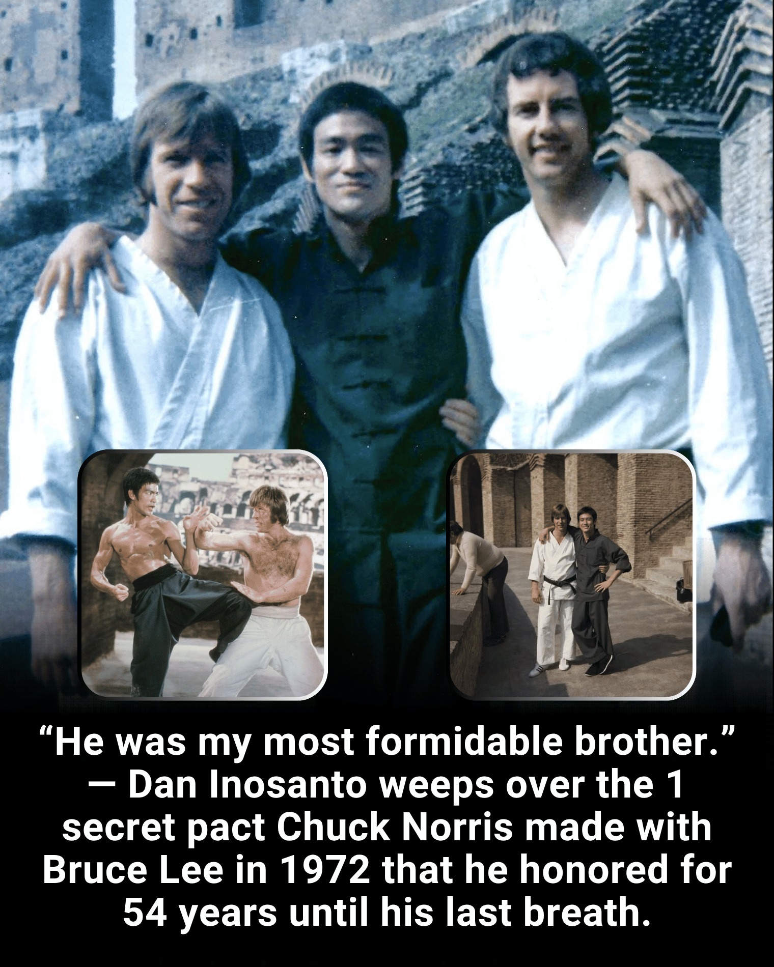 “He was my most formidable brother.” — Dan Inosanto weeps over the 1 secret pact Chuck Norris made with Bruce Lee in 1972 that he honored for 54 years until his last breath.