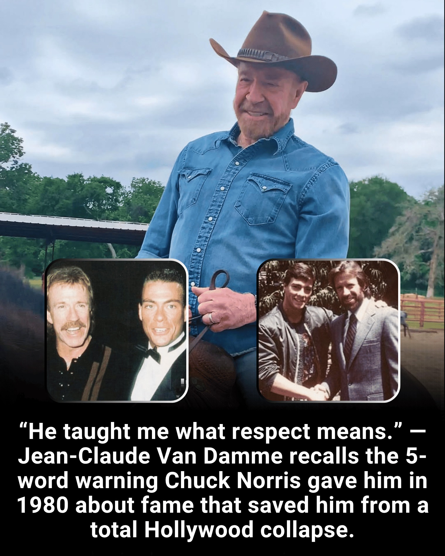 “He taught me what respect means.” — Jean-Claude Van Damme recalls the 5-word warning Chuck Norris gave him in 1980 about fame that saved him from a total Hollywood collapse.