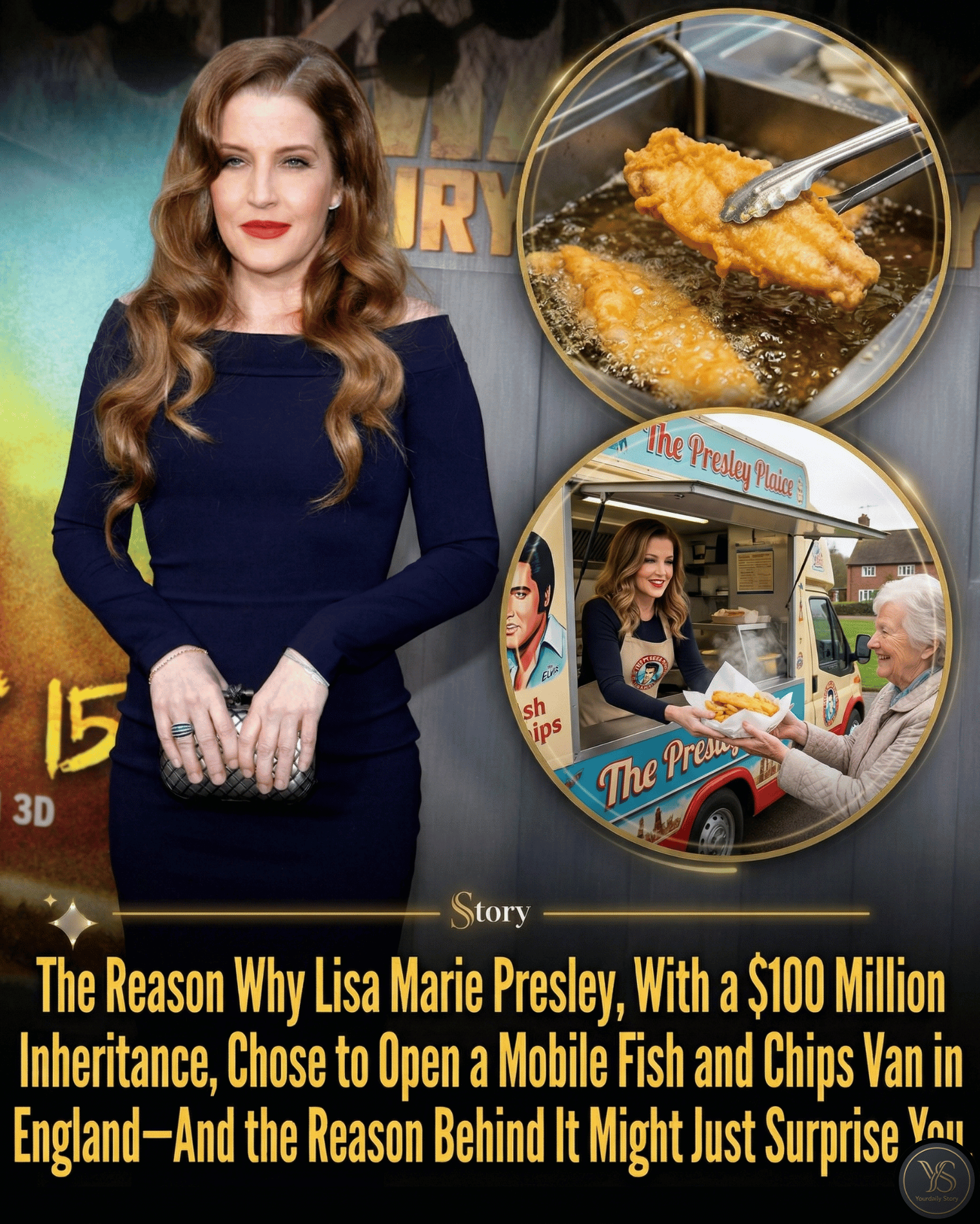 The Reason Why Lisa Marie Presley, With a $100 Million Inheritance, Chose to Open a Mobile Fish and Chips Van in England—And the Reason Behind It Might Just Surprise You.