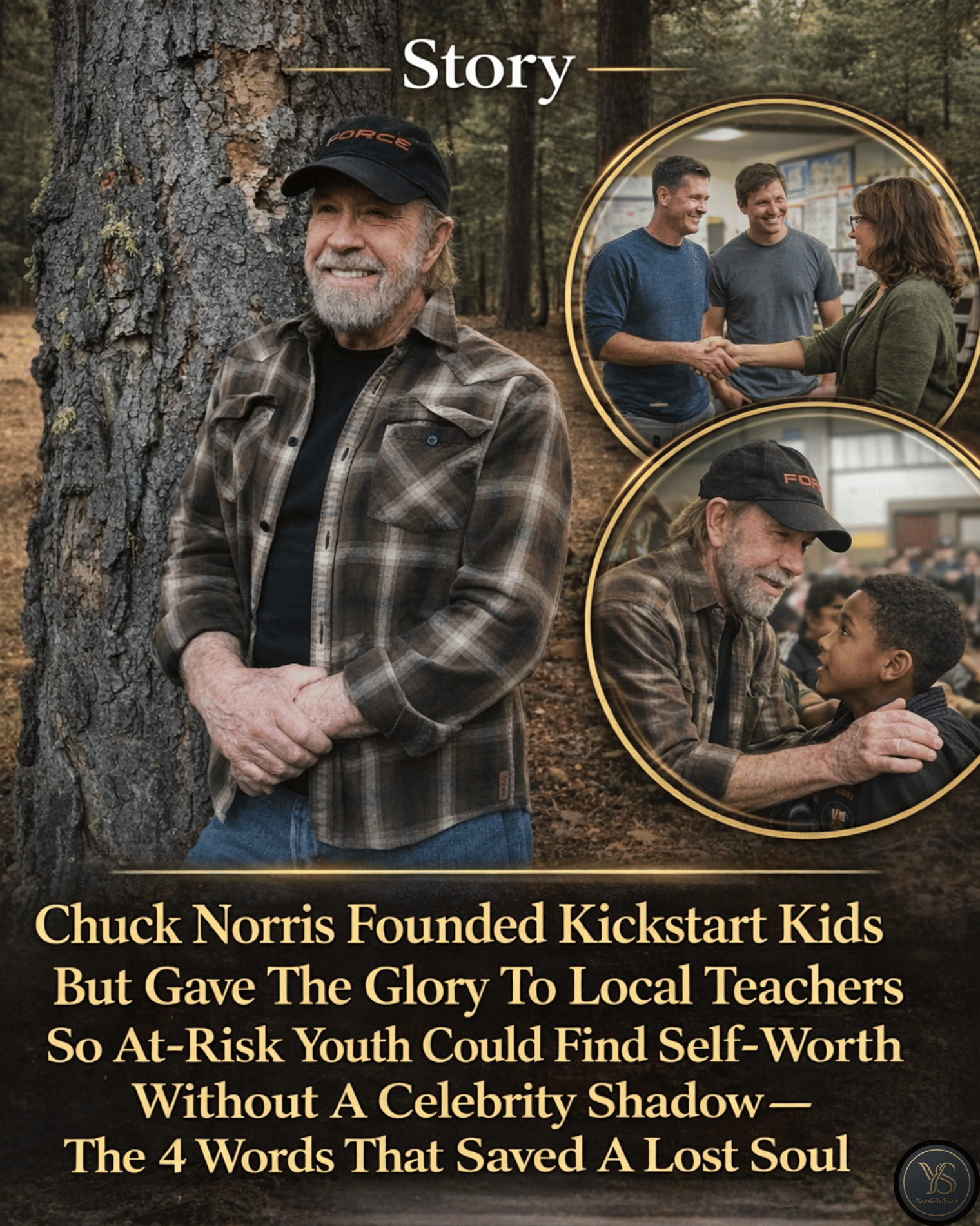 Chuck Norris Founded Kickstart Kids But Gave The Glory To Local Teachers So At-Risk Youth Could Find Self-Worth Without A Celebrity Shadow — The 4 Words That Saved A Lost Soul.