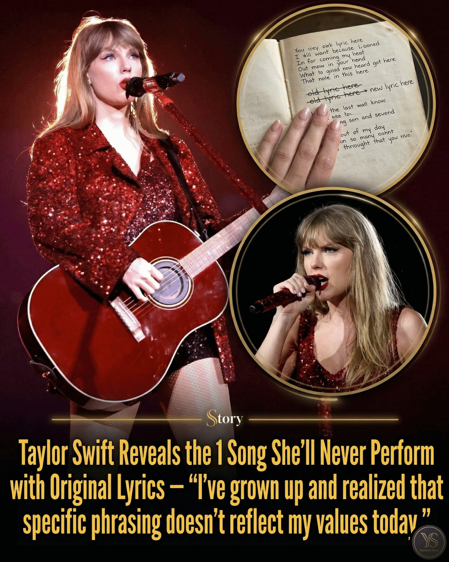 Taylor Swift Reveals the 1 Song She’ll Never Perform with Original Lyrics — “I’ve grown up and realized that specific phrasing doesn’t reflect my values today.”