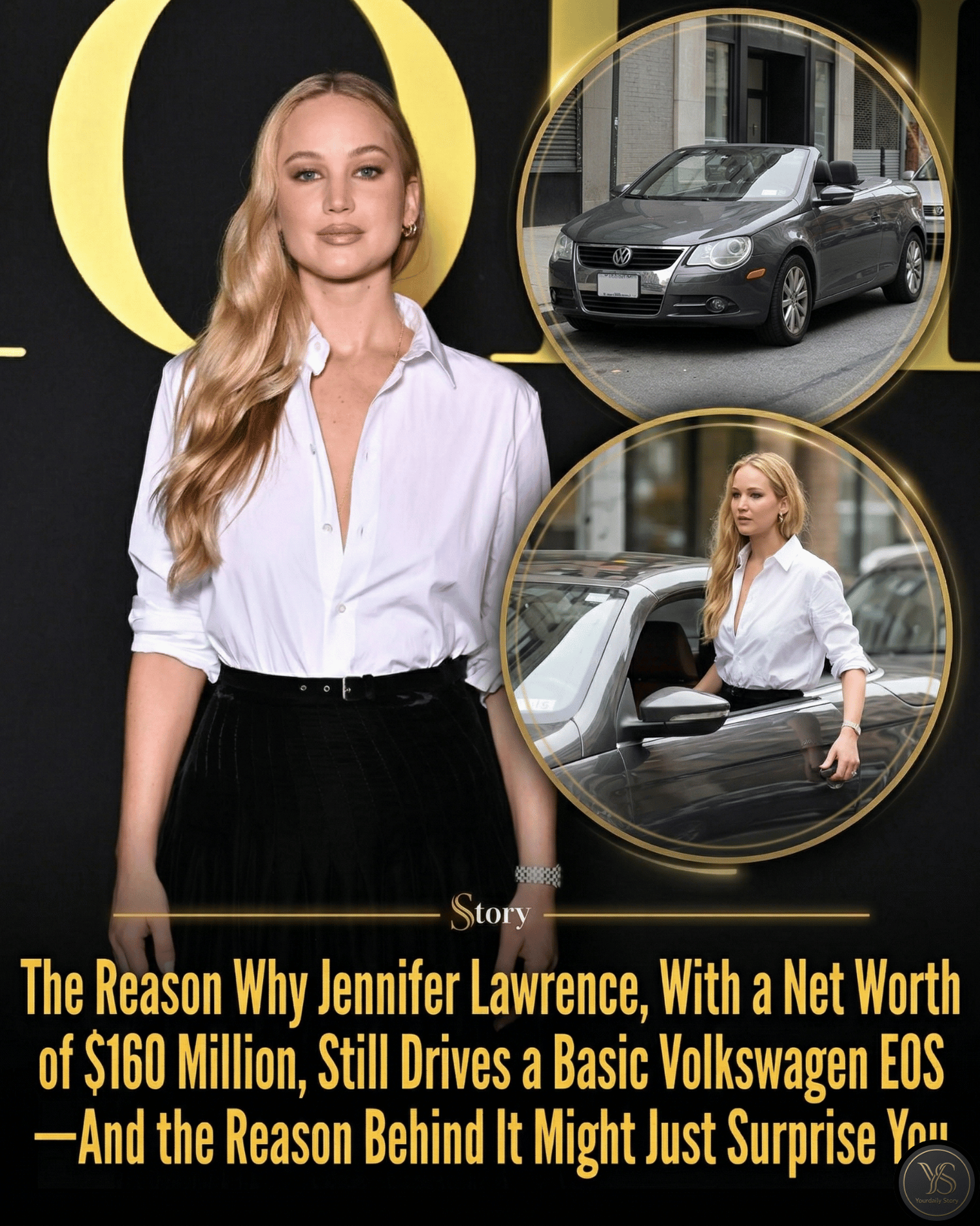 The Reason Why Jennifer Lawrence, With a Net Worth of $160 Million, Still Drives a Basic Volkswagen EOS—And the Reason Behind It Might Just Surprise You
