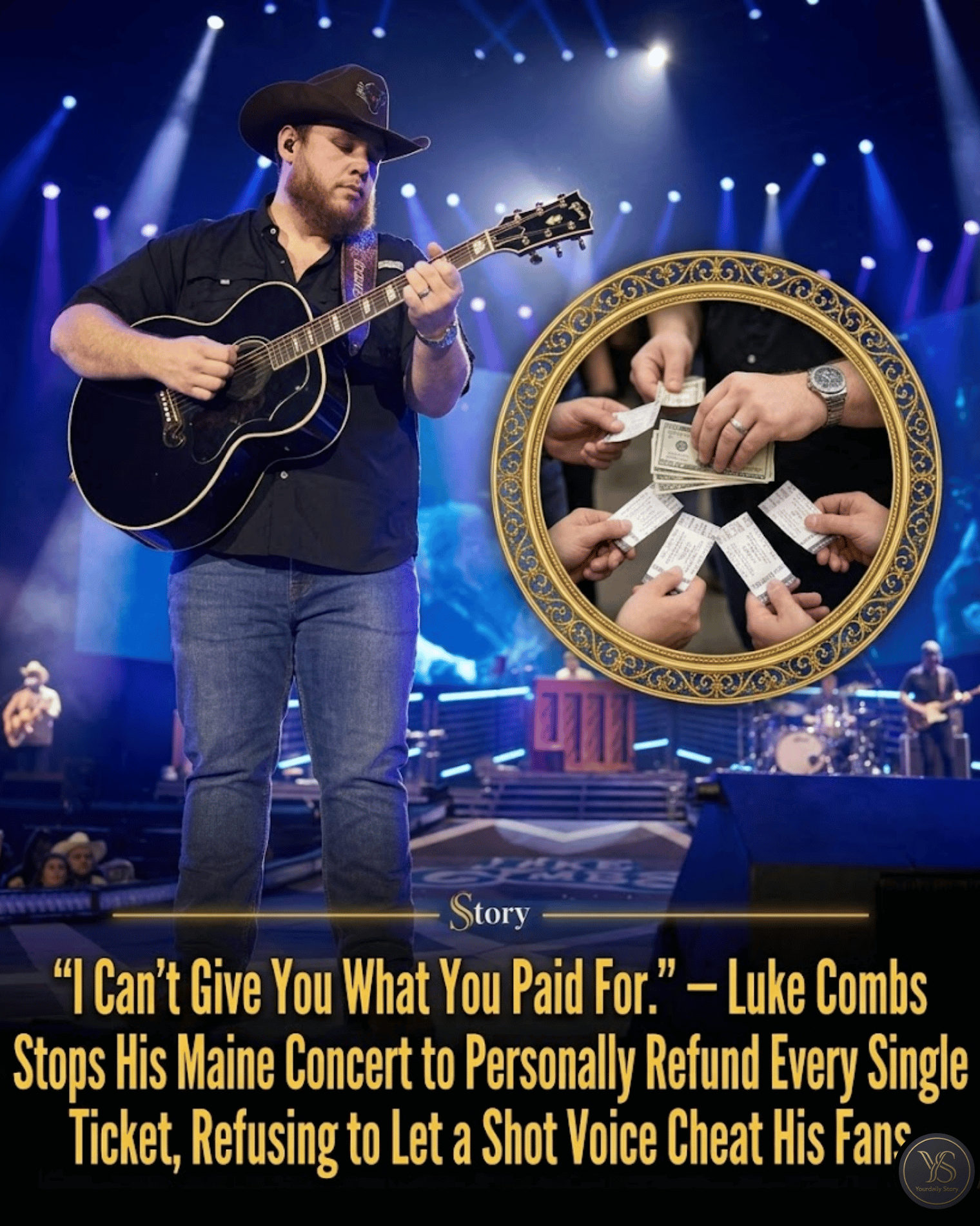 “I Can’t Give You What You Paid For.” — Luke Combs Stops His Maine Concert to Personally Refund Every Single Ticket, Refusing to Let a Shot Voice Cheat His Fans.