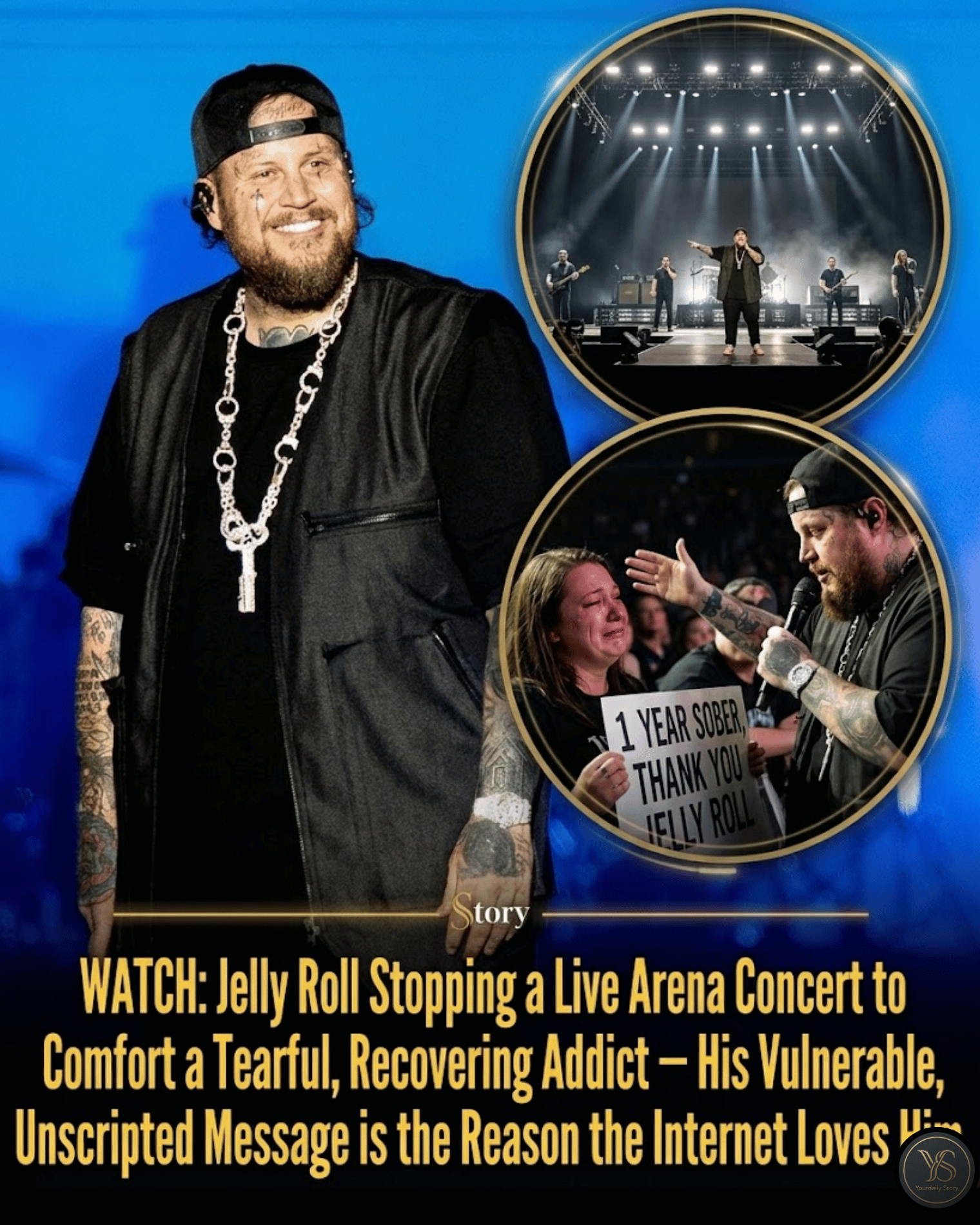 WATCH: Jelly Roll Stopping a Live Arena Concert to Comfort a Tearful, Recovering Addict — His Vulnerable, Unscripted Message is the Reason the Internet Loves Him.