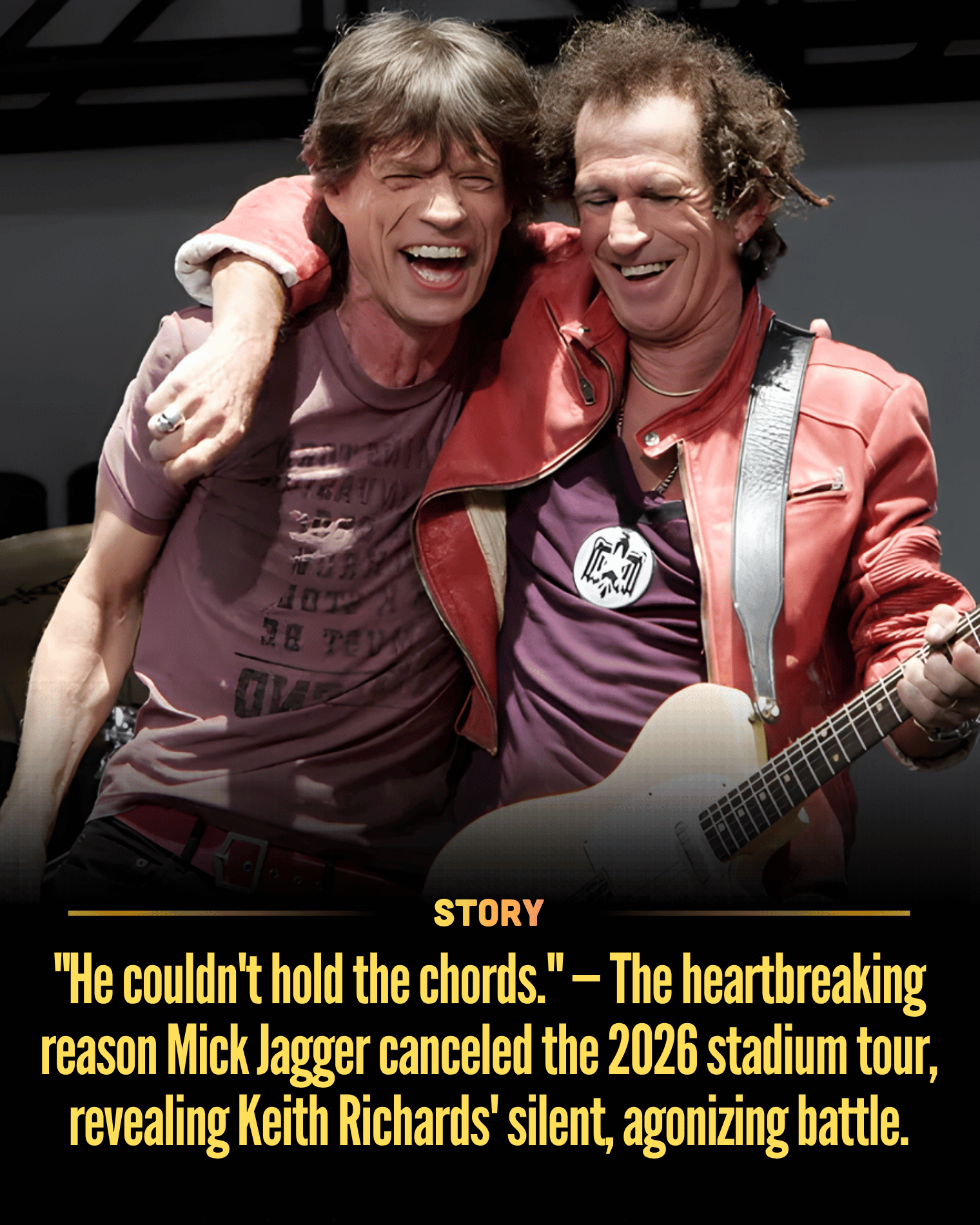 “He couldn’t hold the chords.” — The heartbreaking reason Mick Jagger canceled the 2026 stadium tour, revealing Keith Richards’ silent, agonizing battle.
