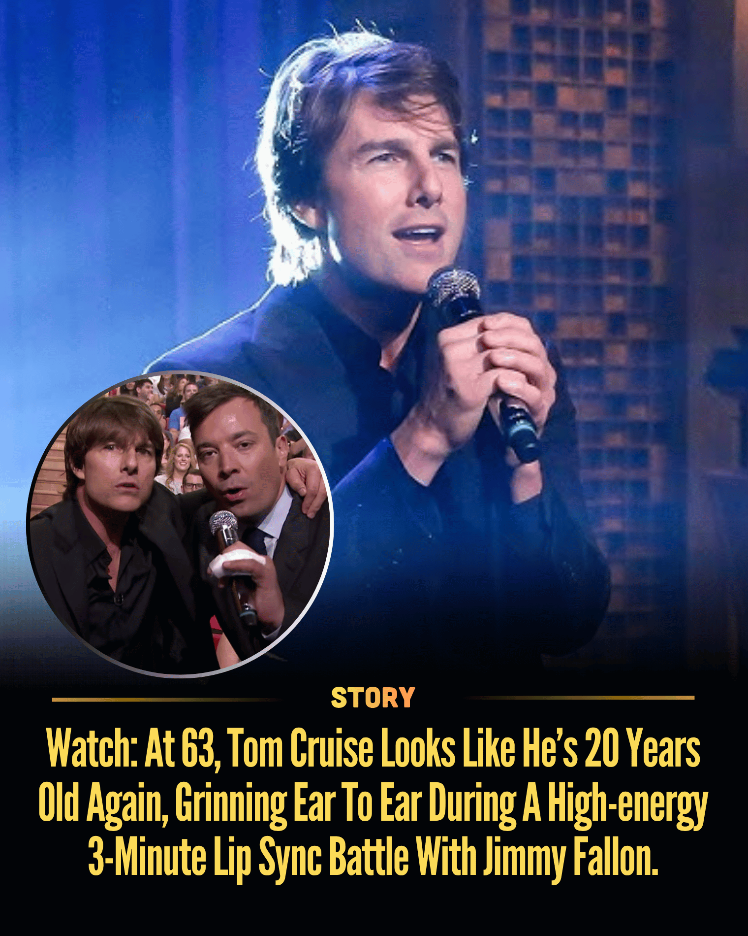Watch: At 63, Tom Cruise Looks Like He’s 20 Years Old Again, Grinning Ear To Ear During A High-energy 3-Minute Lip Sync Battle With Jimmy Fallon.