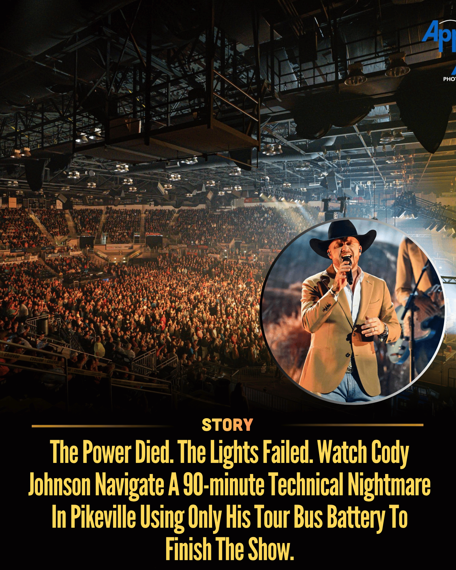 The Power Died. The Lights Failed. Watch Cody Johnson Navigate A 90-minute Technical Nightmare In Pikeville Using Only His Tour Bus Battery To Finish The Show.