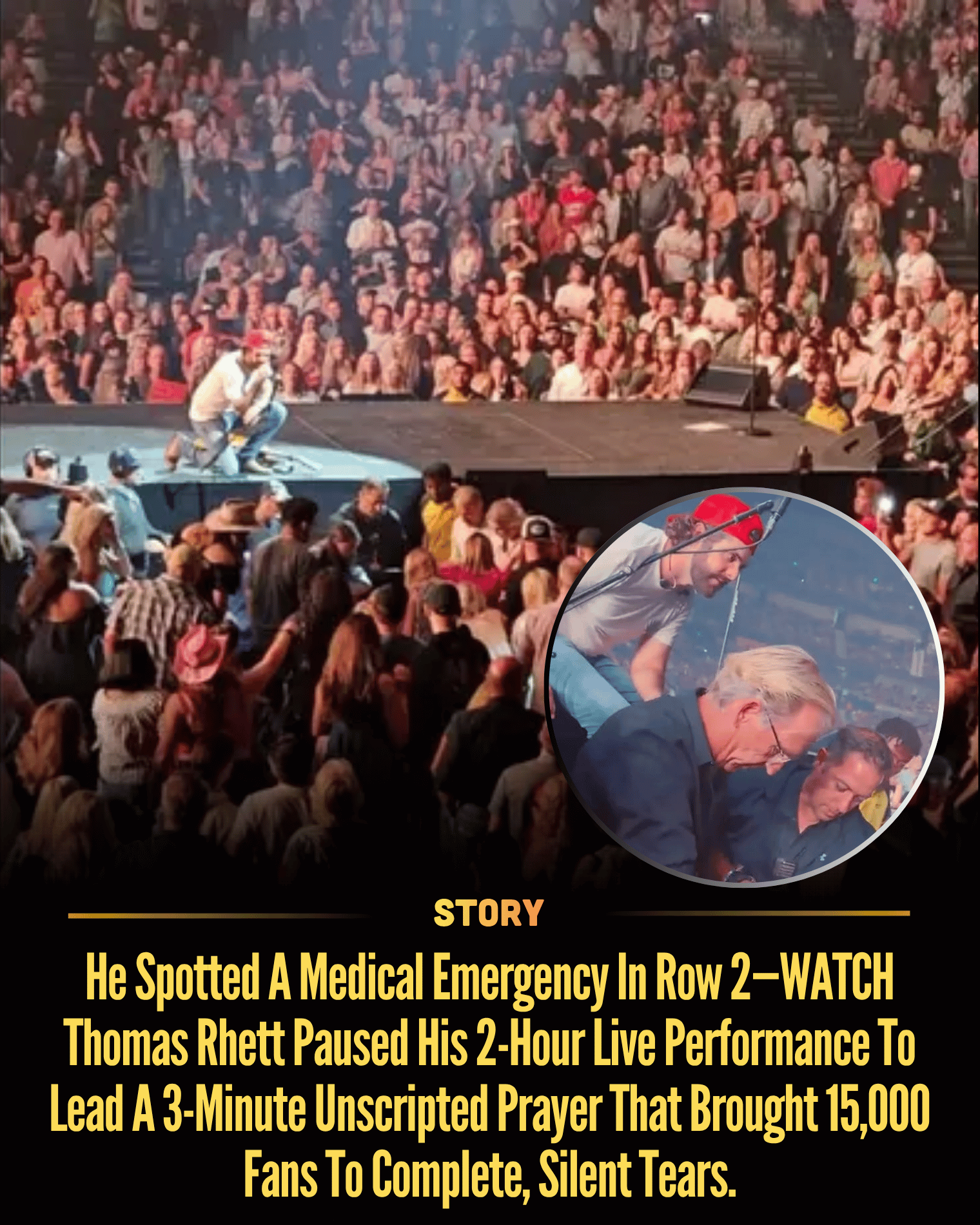 He Spotted A Medical Emergency In Row 2—WATCH Thomas Rhett Paused His 2-Hour Live Performance To Lead A 3-Minute Unscripted Prayer That Brought 15,000 Fans To Complete, Silent Tears.