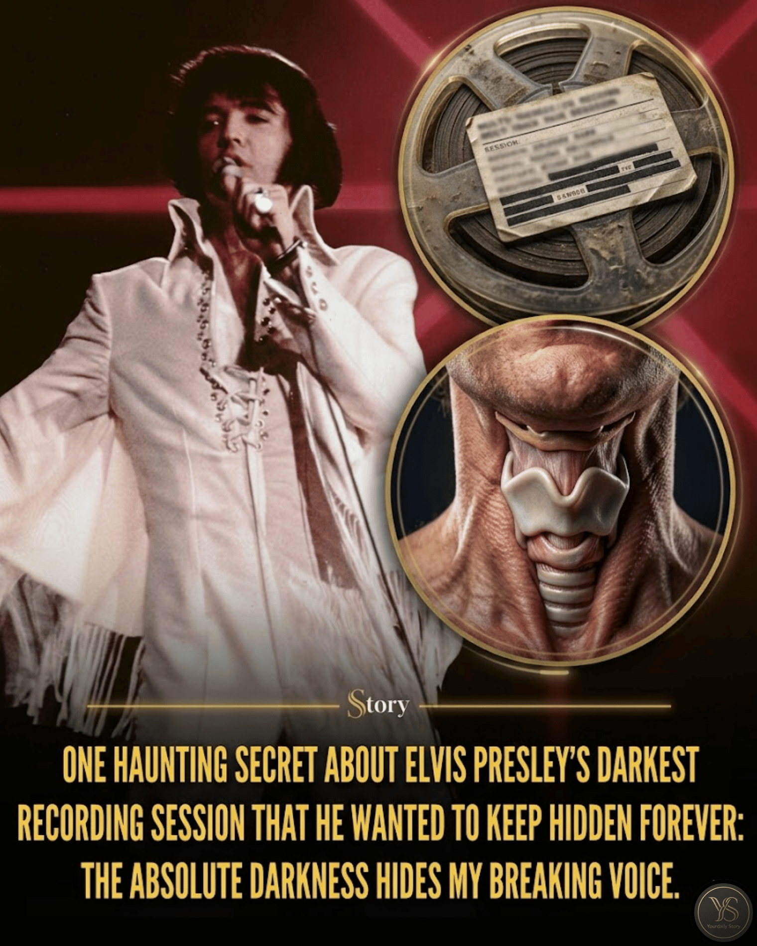One haunting secret about Elvis Presley’s darkest recording session that he wanted to keep hidden forever: “The absolute darkness hides my breaking voice.”