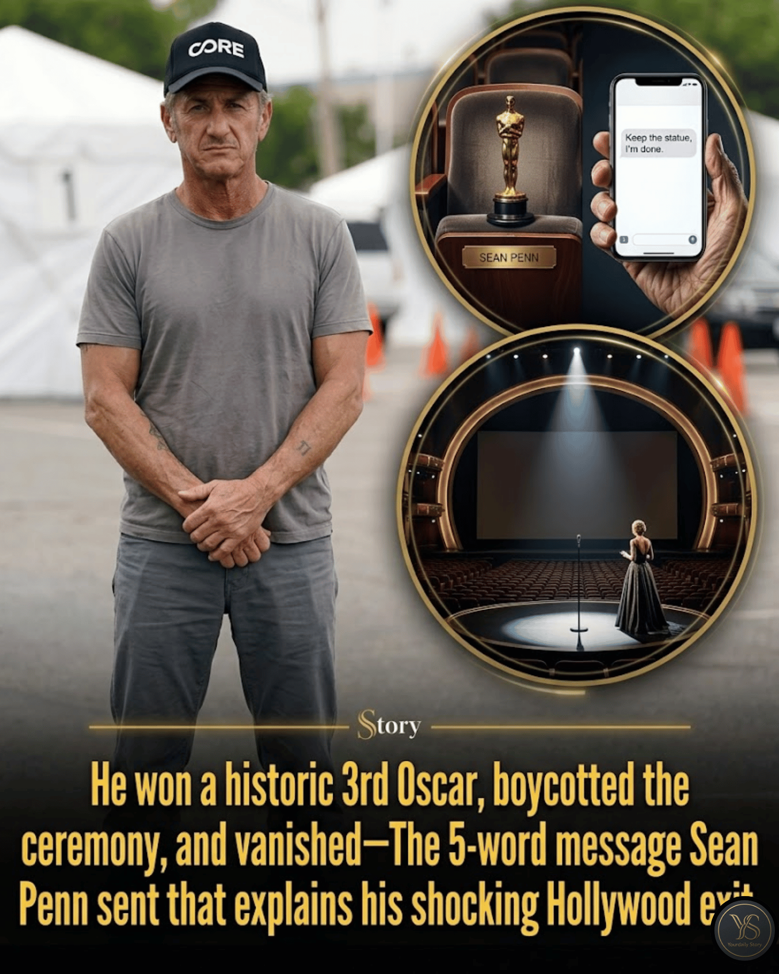 He won a historic 3rd Oscar, boycotted the ceremony, and vanished—The 5-word message Sean Penn sent that explains his shocking Hollywood exit.
