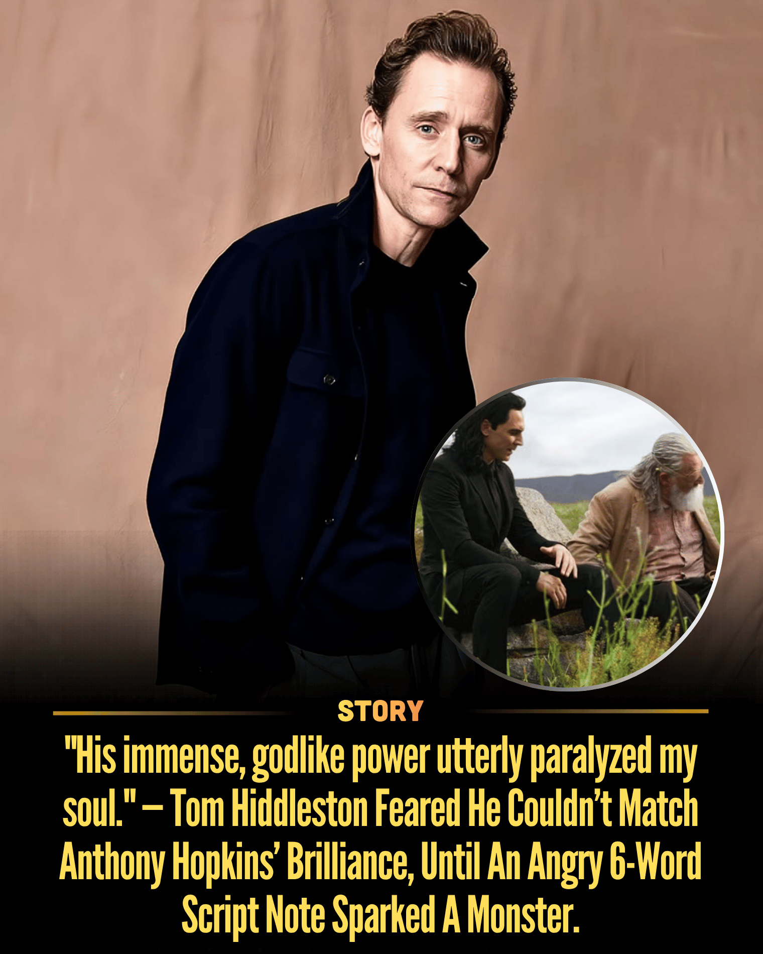 “His immense, godlike power utterly paralyzed my soul.” — Tom Hiddleston Feared He Couldn’t Match Anthony Hopkins’ Brilliance, Until An Angry 6-Word Script Note Sparked A Monster.