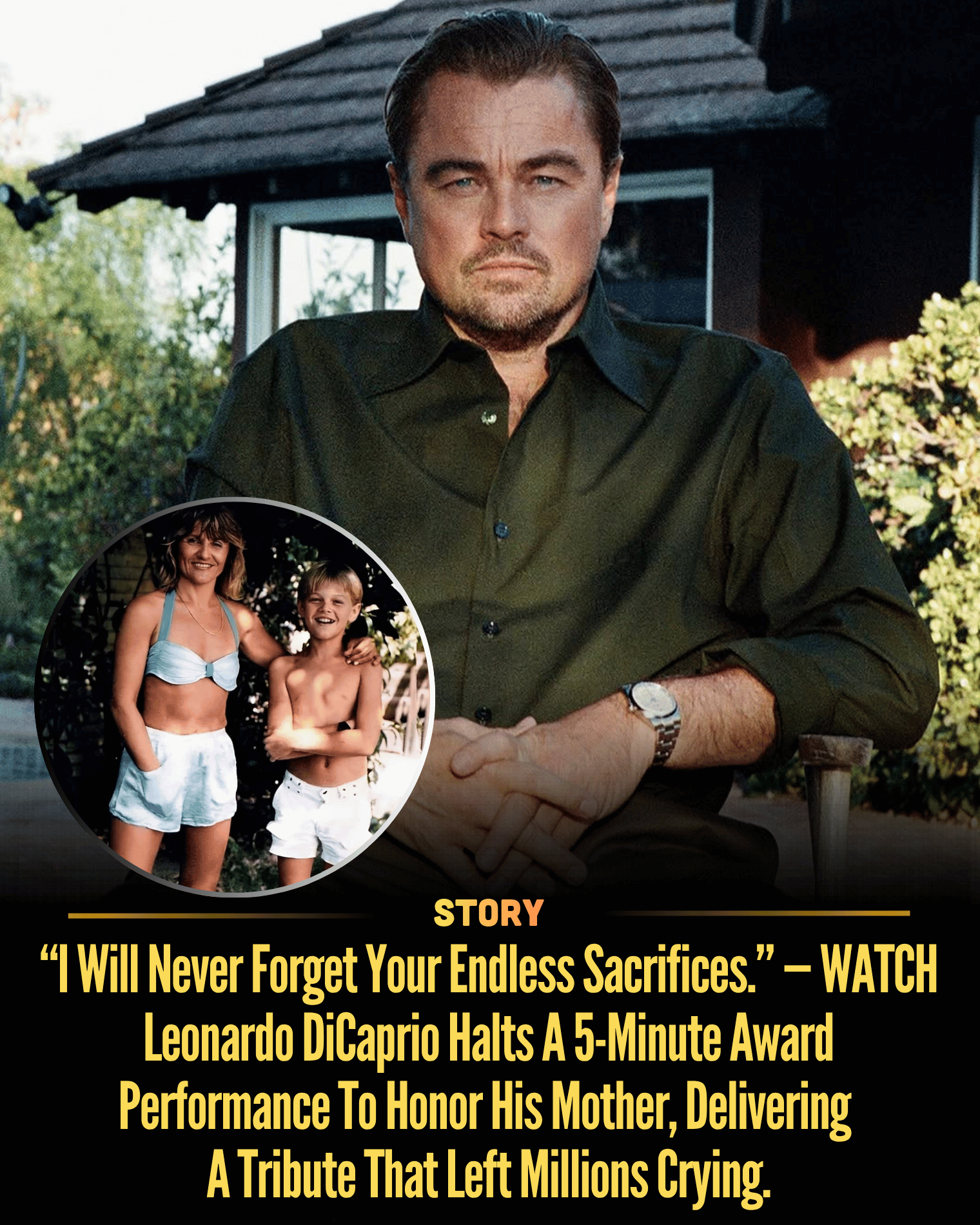 “I Will Never Forget Your Endless Sacrifices.” — WATCH Leonardo DiCaprio Halts A 5-Minute Award Performance To Honor His Mother, Delivering A Tribute That Left Millions Crying.