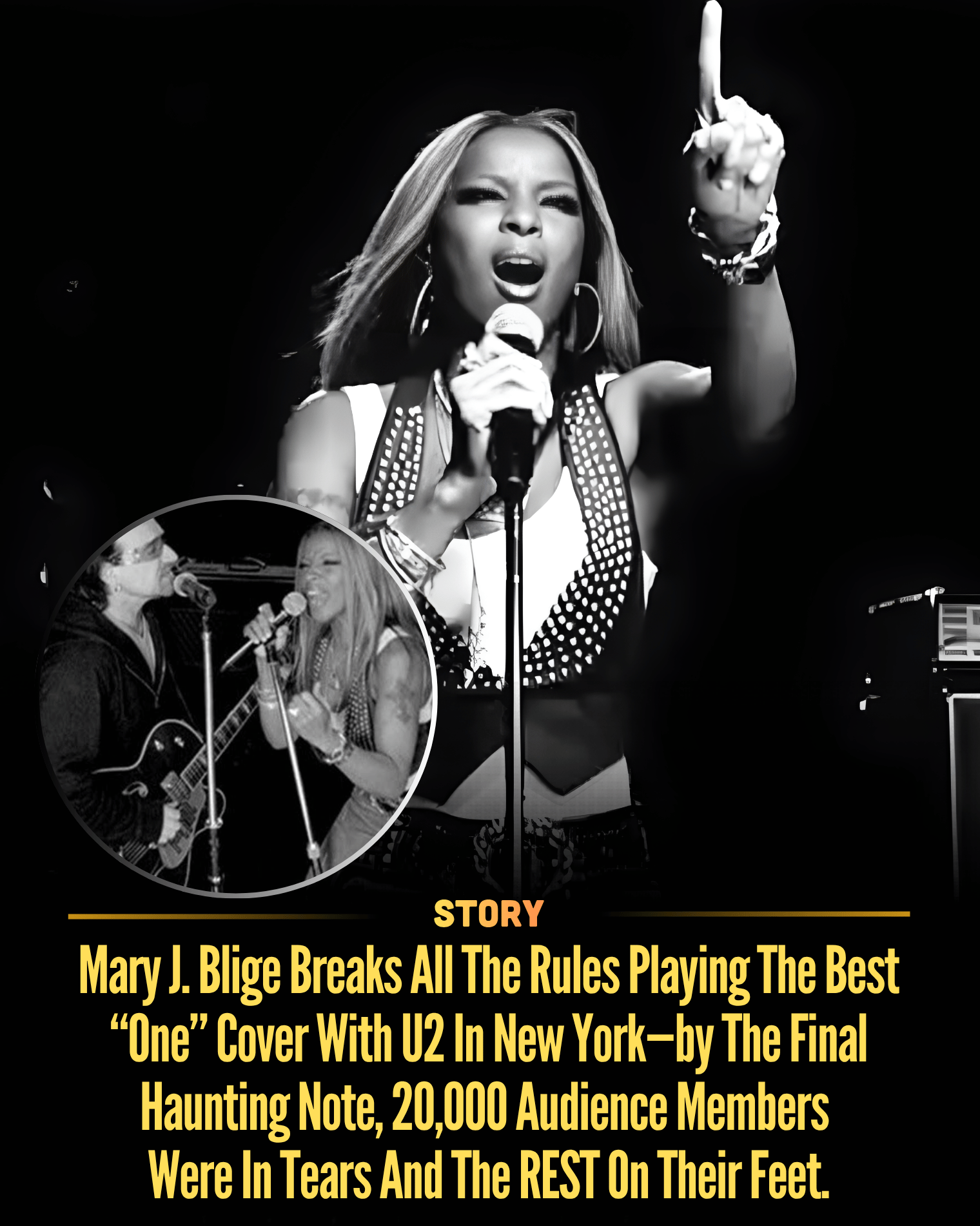 Mary J. Blige Breaks All The Rules Playing The Best “One” Cover With U2 In New York—by The Final Haunting Note, 20,000 Audience Members Were In Tears And The REST On Their Feet. Mary J. Blige is defying expectations in a bold New York performance with U2, turning a risky collaboration into something far more powerful than anyone anticipated. As the unlikely fusion builds with raw emotion and intensity, the entire arena begins to shift—until the final haunting note lands and leaves thousands visibly shaken. [Read More]