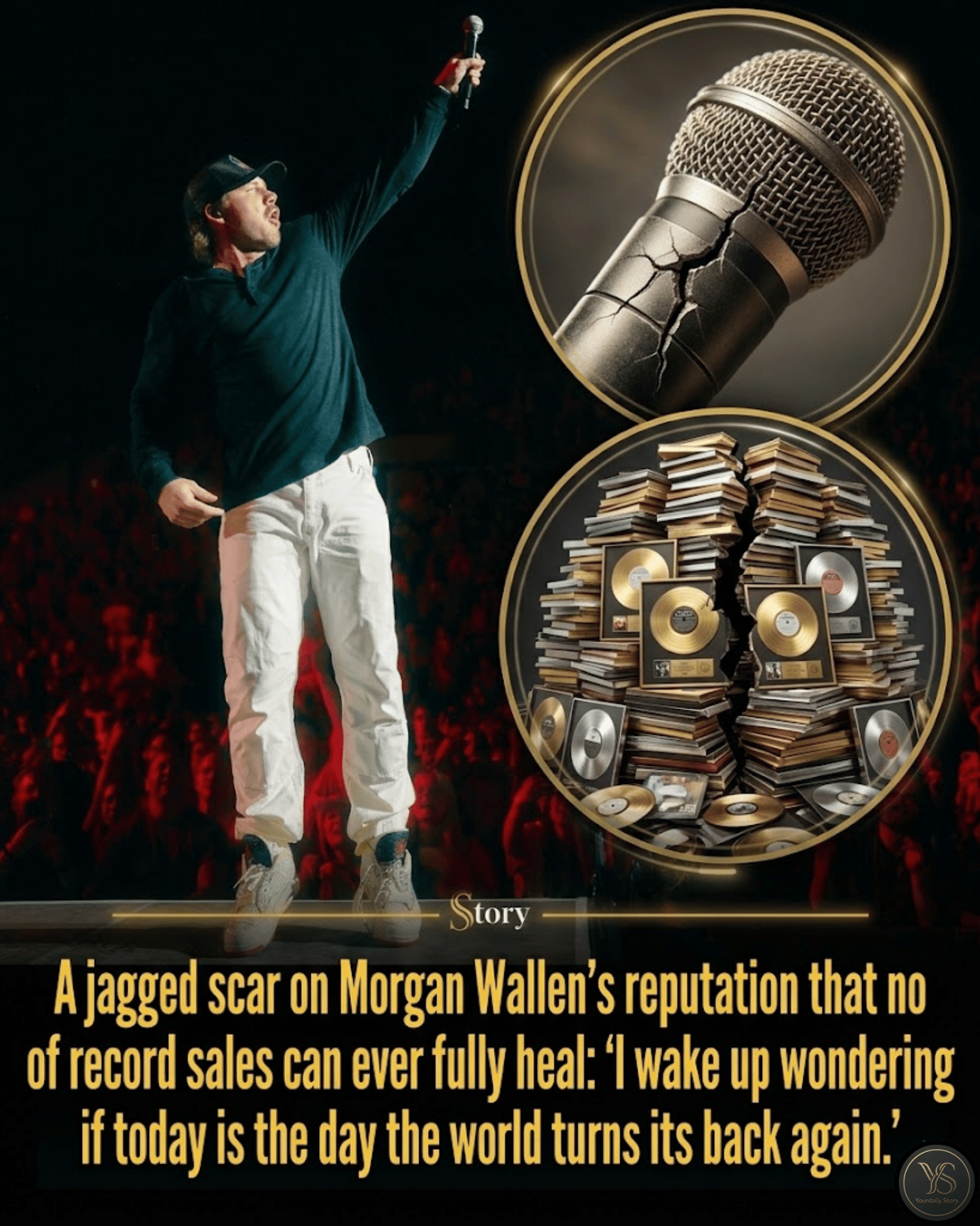 One jagged scar on Morgan Wallen’s reputation that no amount of record sales can ever fully heal: “I wake up wondering if today is the day the world turns its back again.”