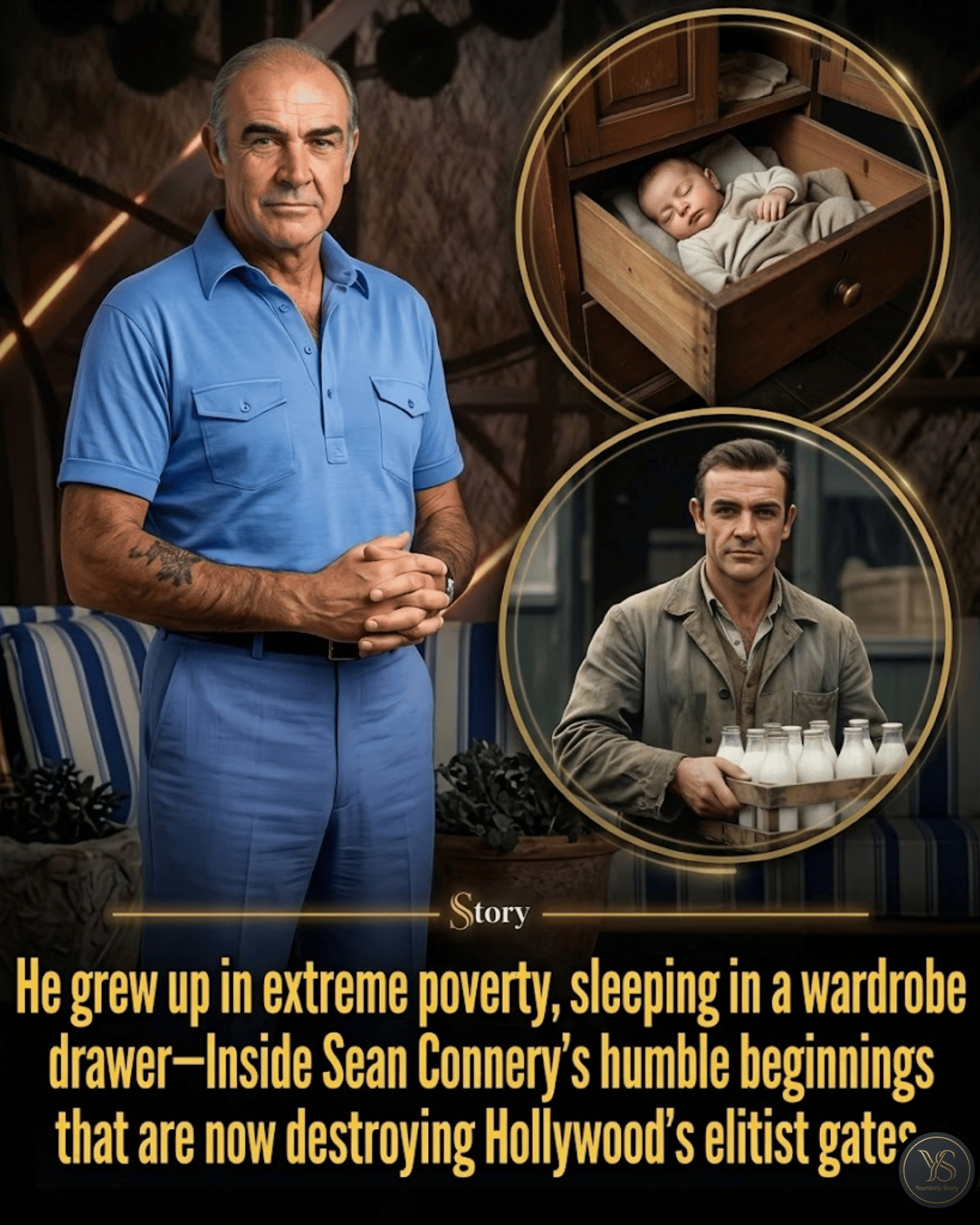He grew up in extreme poverty, sleeping in a wardrobe drawer—Inside Sean Connery’s humble beginnings that are now destroying Hollywood’s elitist gates.