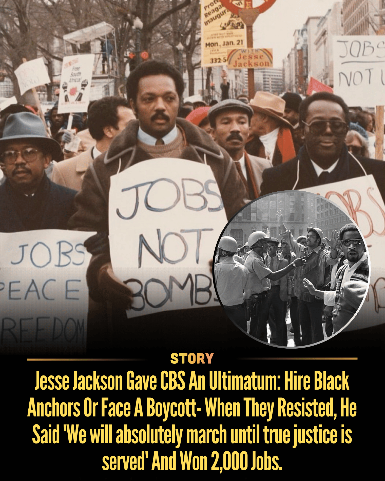 Jesse Jackson Gave CBS An Ultimatum: Hire Black Anchors Or Face A Boycott- When They Resisted, He Said ‘We will absolutely march until true justice is served’ And Won 2,000 Jobs.