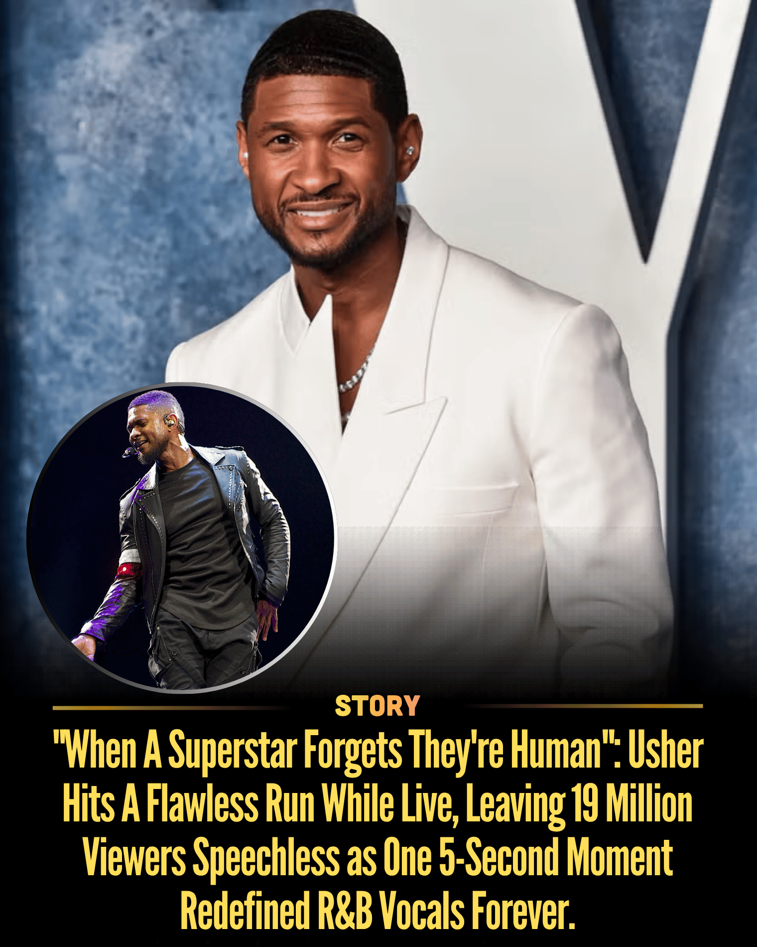“When A Superstar Forgets They’re Human”: Usher Hits A Flawless Run While Live, Leaving 19 Million Viewers Speechless as One 5-Second Moment Redefined R&B Vocals Forever. Usher is stripping everything back in a raw, intimate setting where there’s nowhere to hide—and that’s when it happens. As the performance unfolds, one spontaneous vocal run cuts through the silence with breathtaking precision, freezing millions in place and reigniting a powerful reminder of the mastery that built his legacy [Read More]