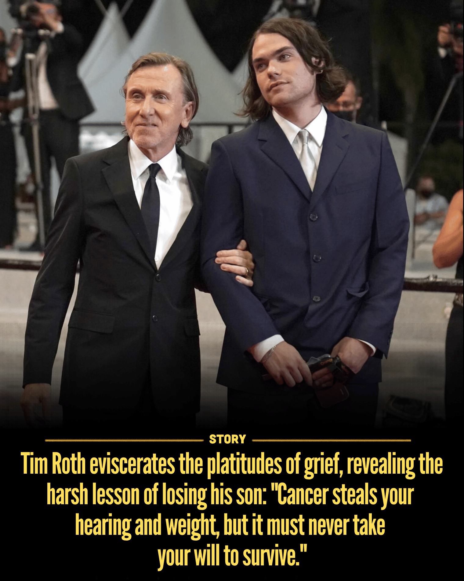 Tim Roth eviscerates the platitudes of grief, revealing the harsh lesson of losing his son: “Cancer steals your hearing and weight, but it must never take your will to survive.”