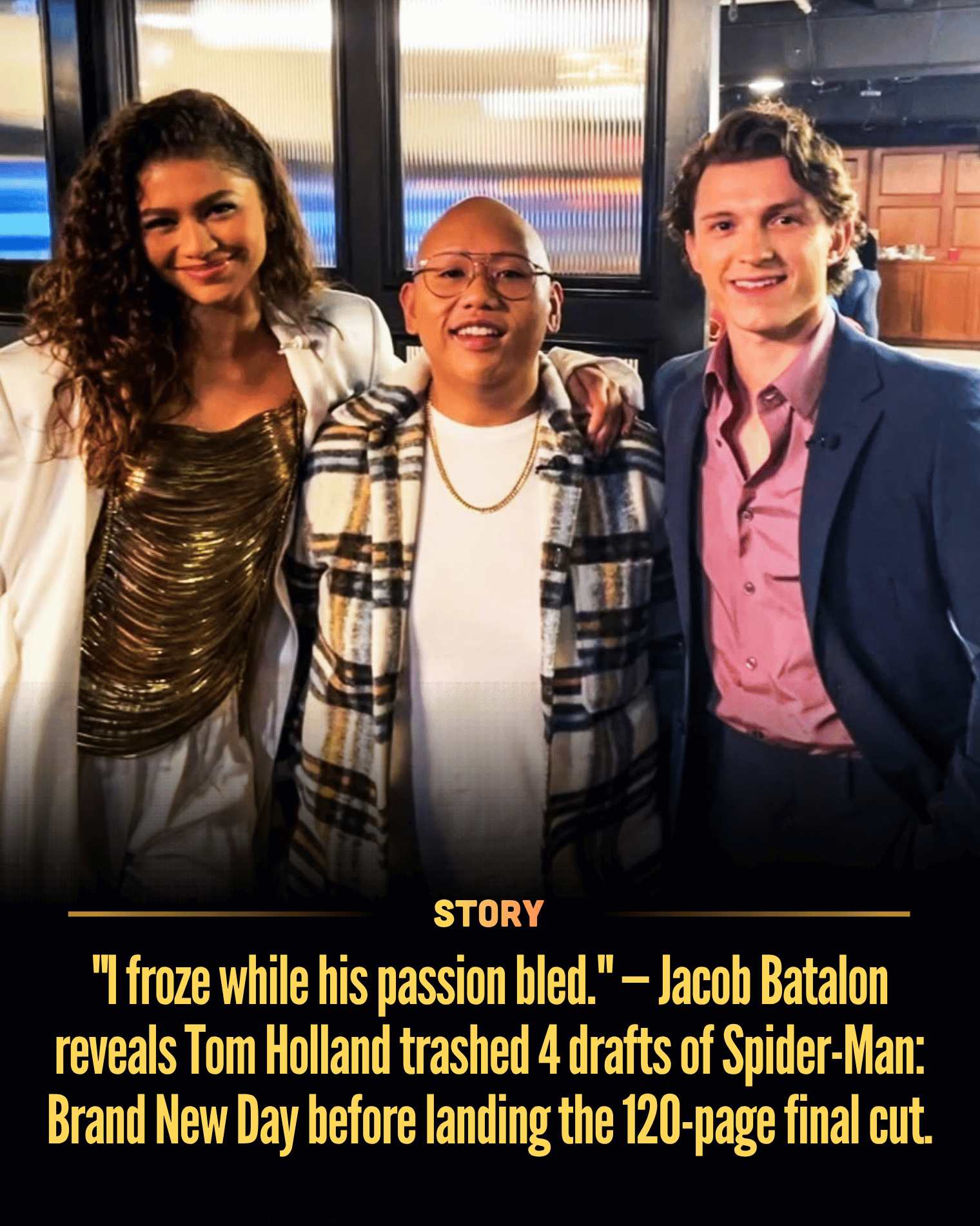 “I froze while his passion bled.” — Jacob Batalon reveals Tom Holland trashed 4 drafts of Spider-Man: Brand New Day before landing the 120-page final cut.