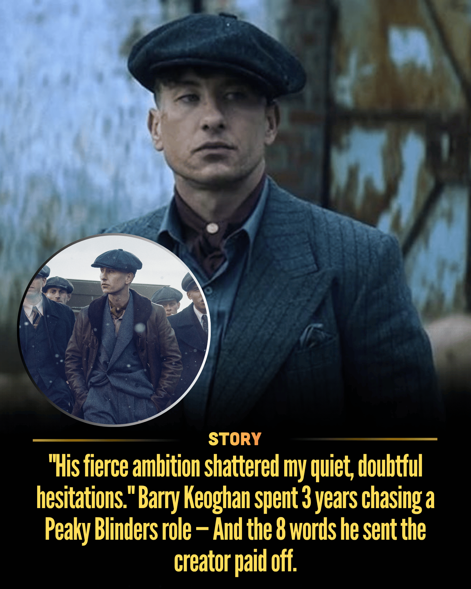 “His fierce ambition shattered my quiet, doubtful hesitations.” Barry Keoghan spent 3 years chasing a Peaky Blinders role — And the 8 words he sent the creator paid off.