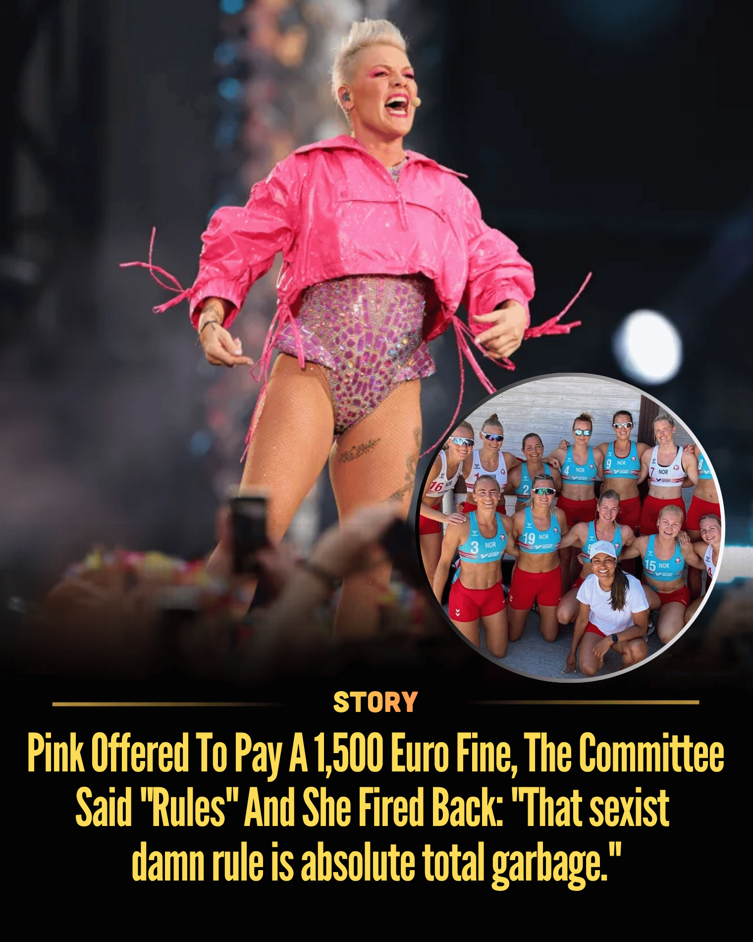 Pink Offered To Pay A 1,500 Euro Fine, The Committee Said “Rules” And She Fired Back: “That sexist damn rule is absolute total garbage.”