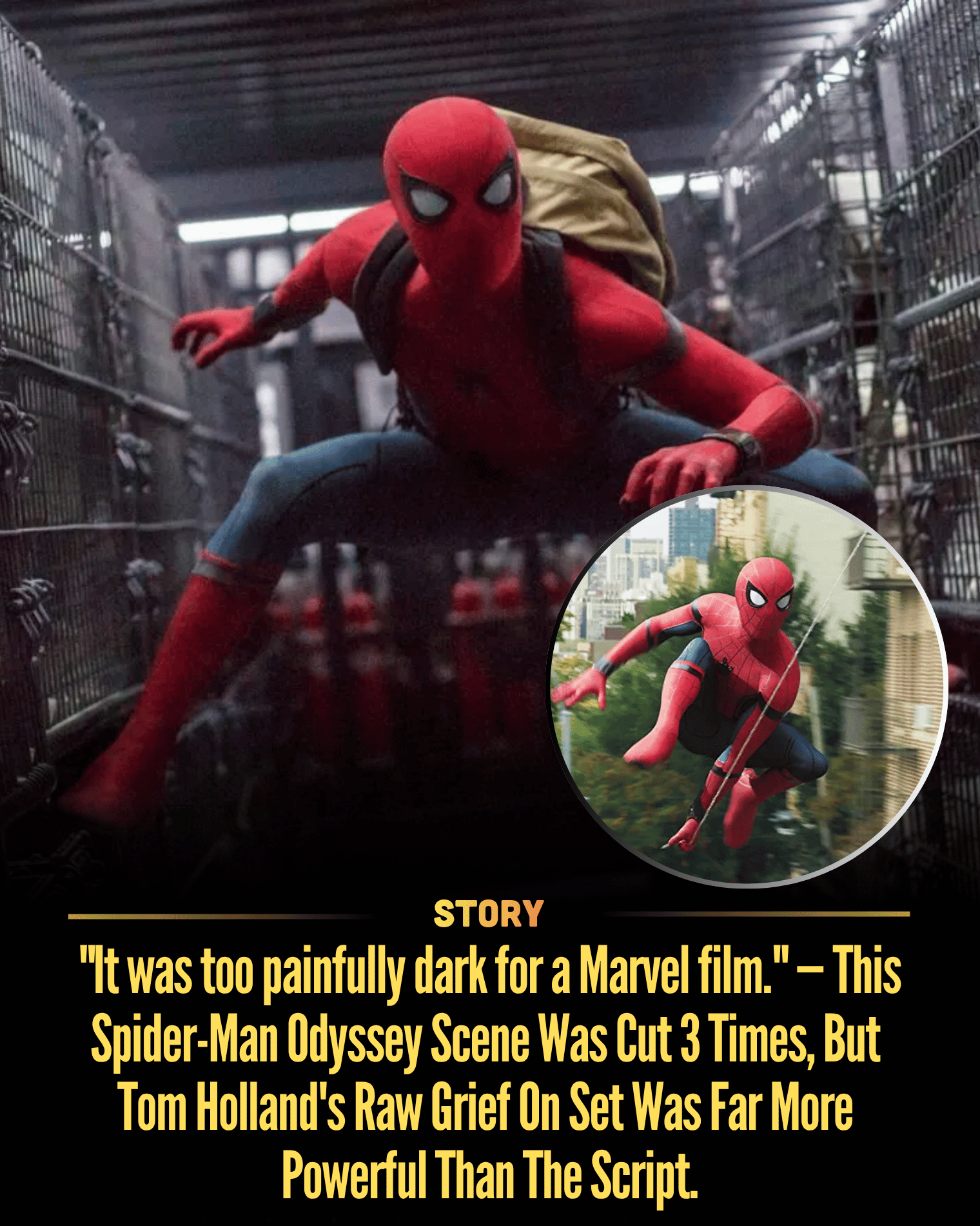 “It was too painfully dark for a Marvel film.” — This Spider-Man Odyssey Scene Was Cut 3 Times, But Tom Holland’s Raw Grief On Set Was Far More Powerful Than The Script.