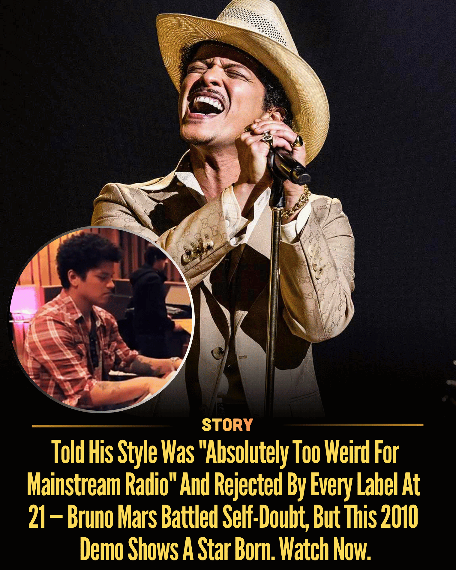 Told His Style Was “Absolutely Too Weird For Mainstream Radio” And Rejected By Every Label At 21 — Bruno Mars Battled Self-Doubt, But This 2010 Demo Shows A Star Born. Watch Now.