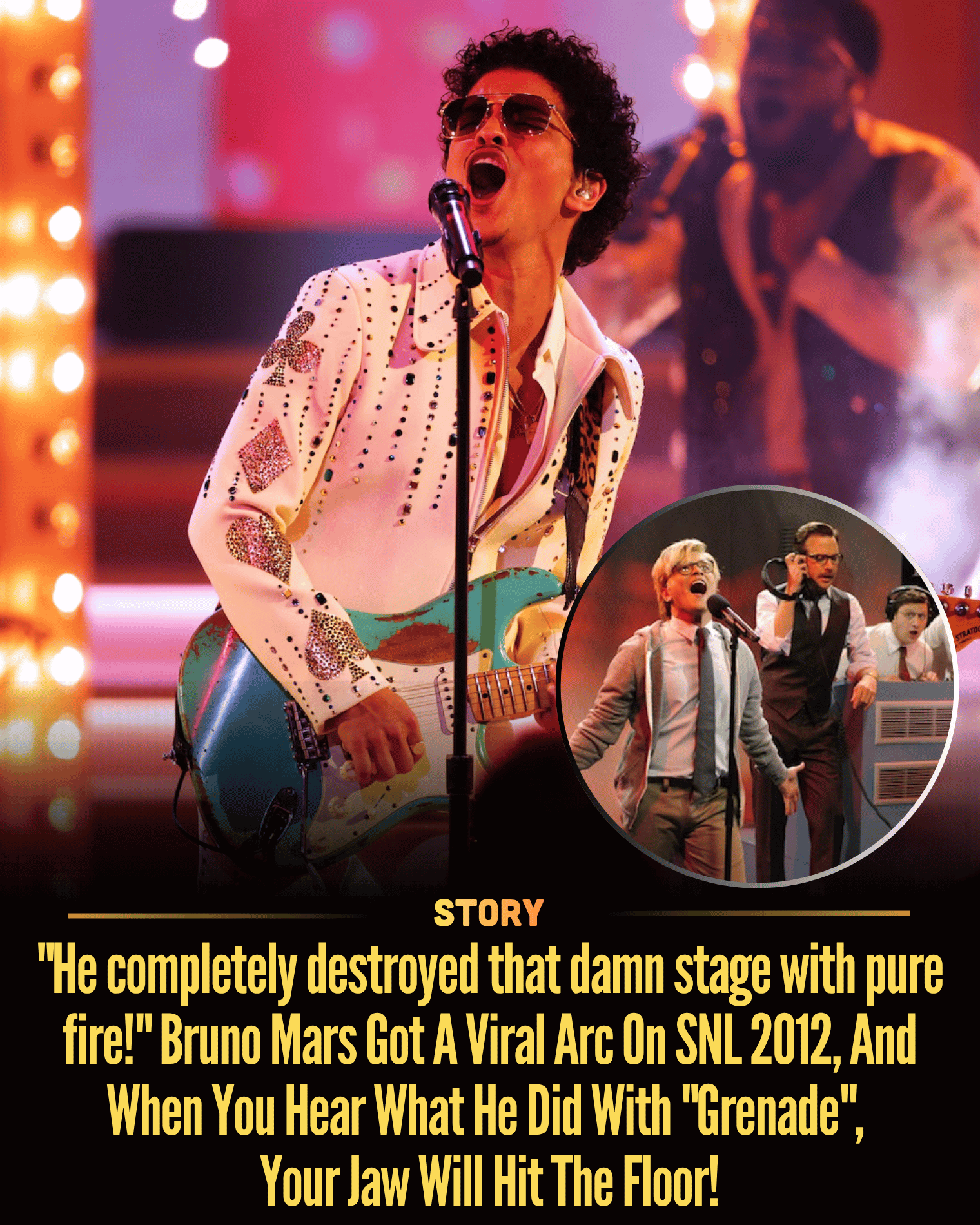 “He completely destroyed that damn stage with pure fire!” Bruno Mars Got A Viral Arc On SNL 2012, And When You Hear What He Did With “Grenade”, Your Jaw Will Hit The Floor!