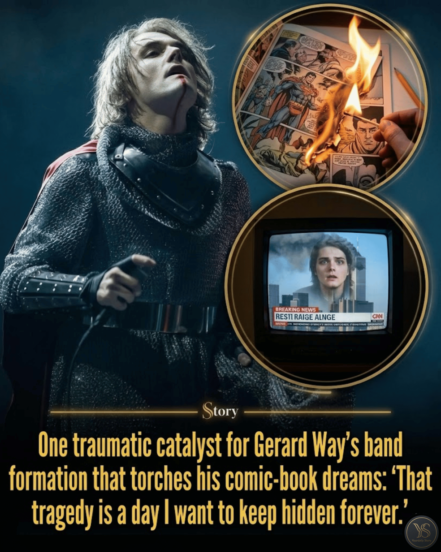 One traumatic catalyst for Gerard Way’s band formation that torches his comic-book dreams: “That tragedy is a day I want to keep hidden forever.”