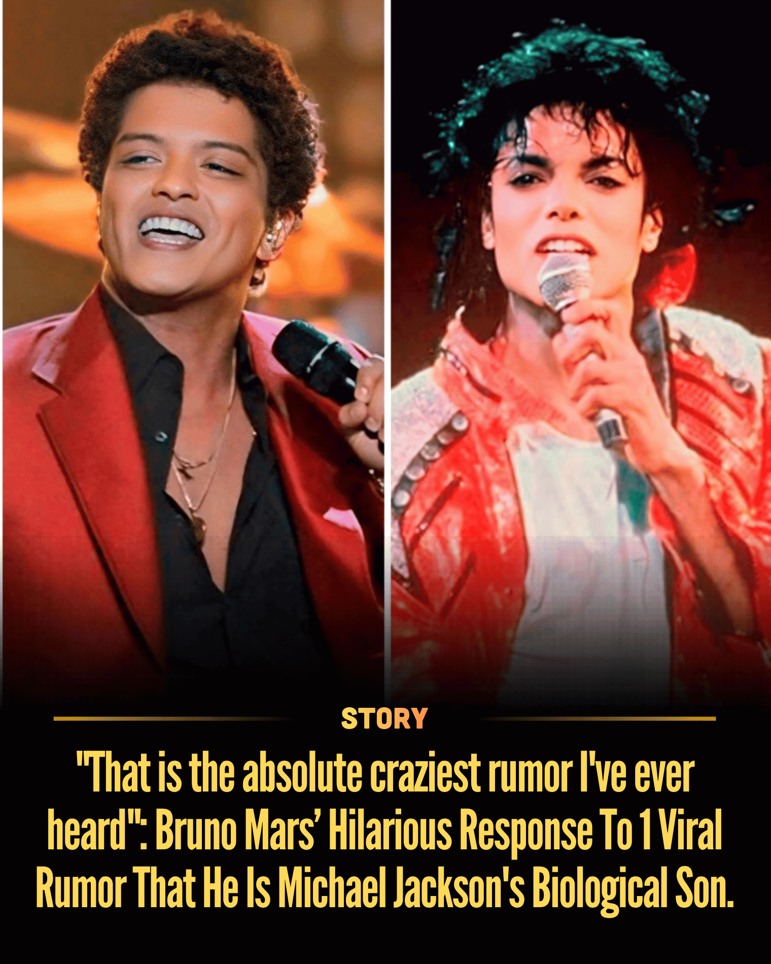 “That is the absolute craziest rumor I’ve ever heard”: Bruno Mars’ Hilarious Response To 1 Viral Rumor That He Is Michael Jackson’s Biological Son.