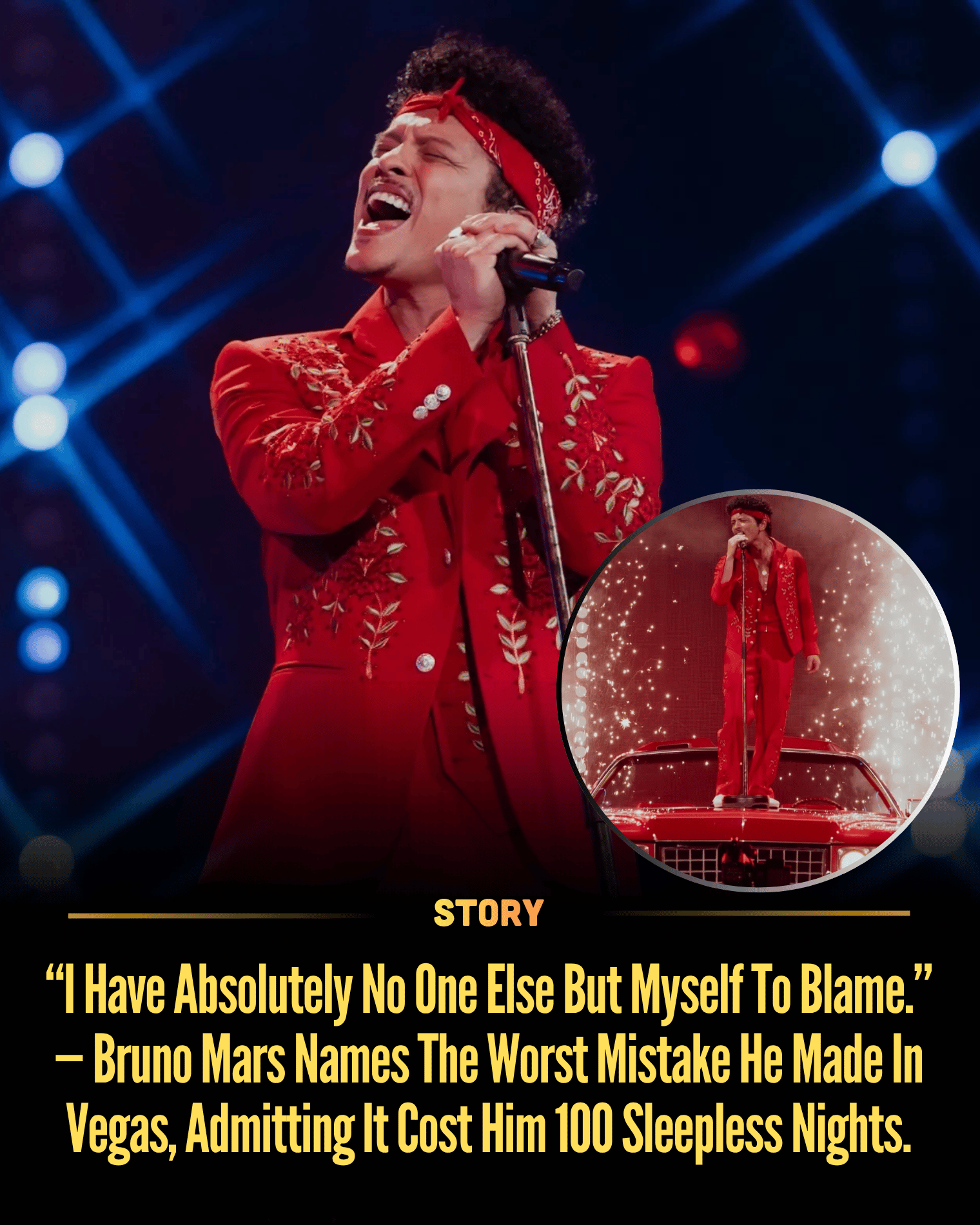 “I Have Absolutely No One Else But Myself To Blame.” — Bruno Mars Names The Worst Mistake He Made In Vegas, Admitting It Cost Him 100 Sleepless Nights.
