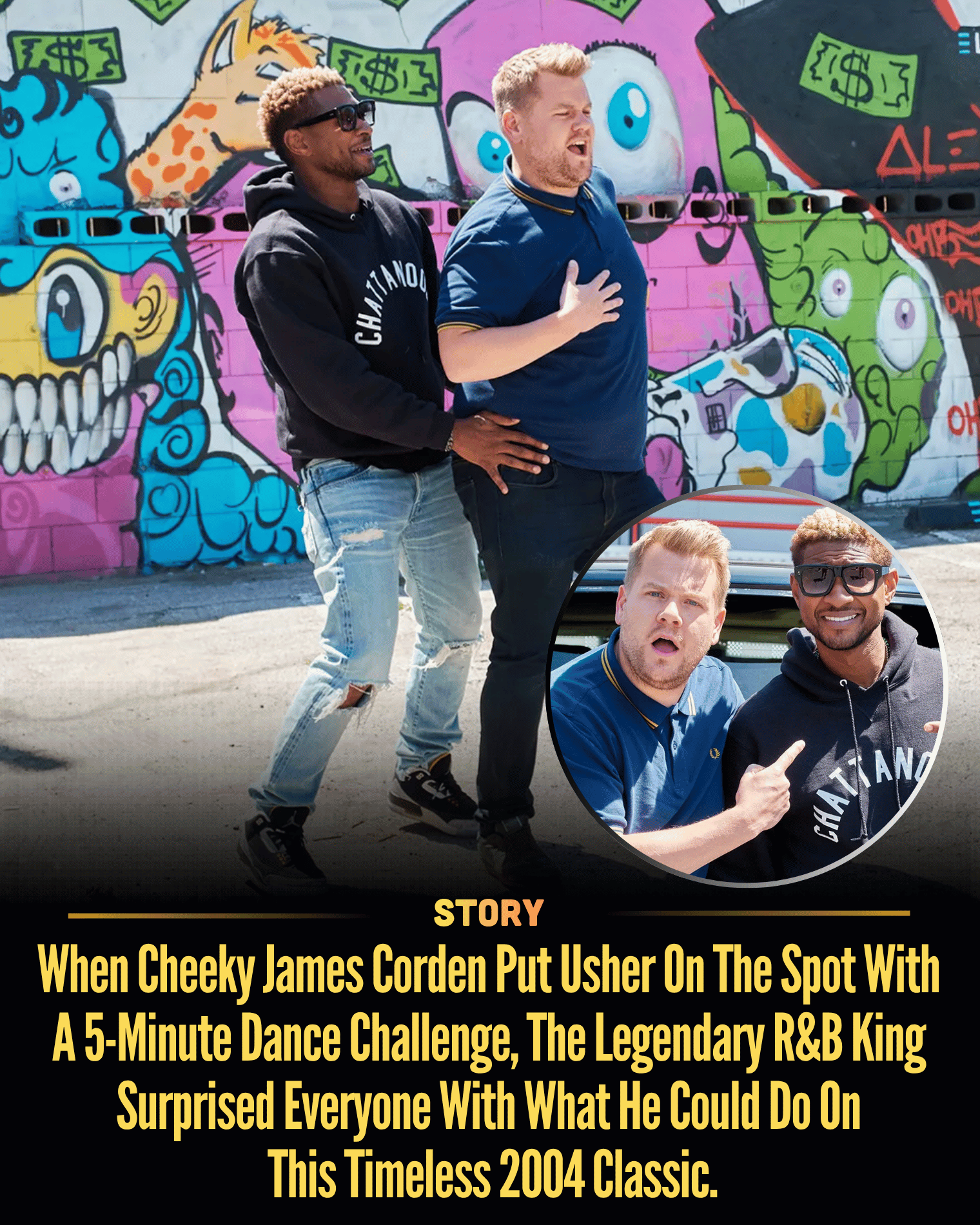 When Cheeky James Corden Put Usher On The Spot With A 5-Minute Dance Challenge, The Legendary R&B King Surprised Everyone With What He Could Do On This Timeless 2004 Classic.