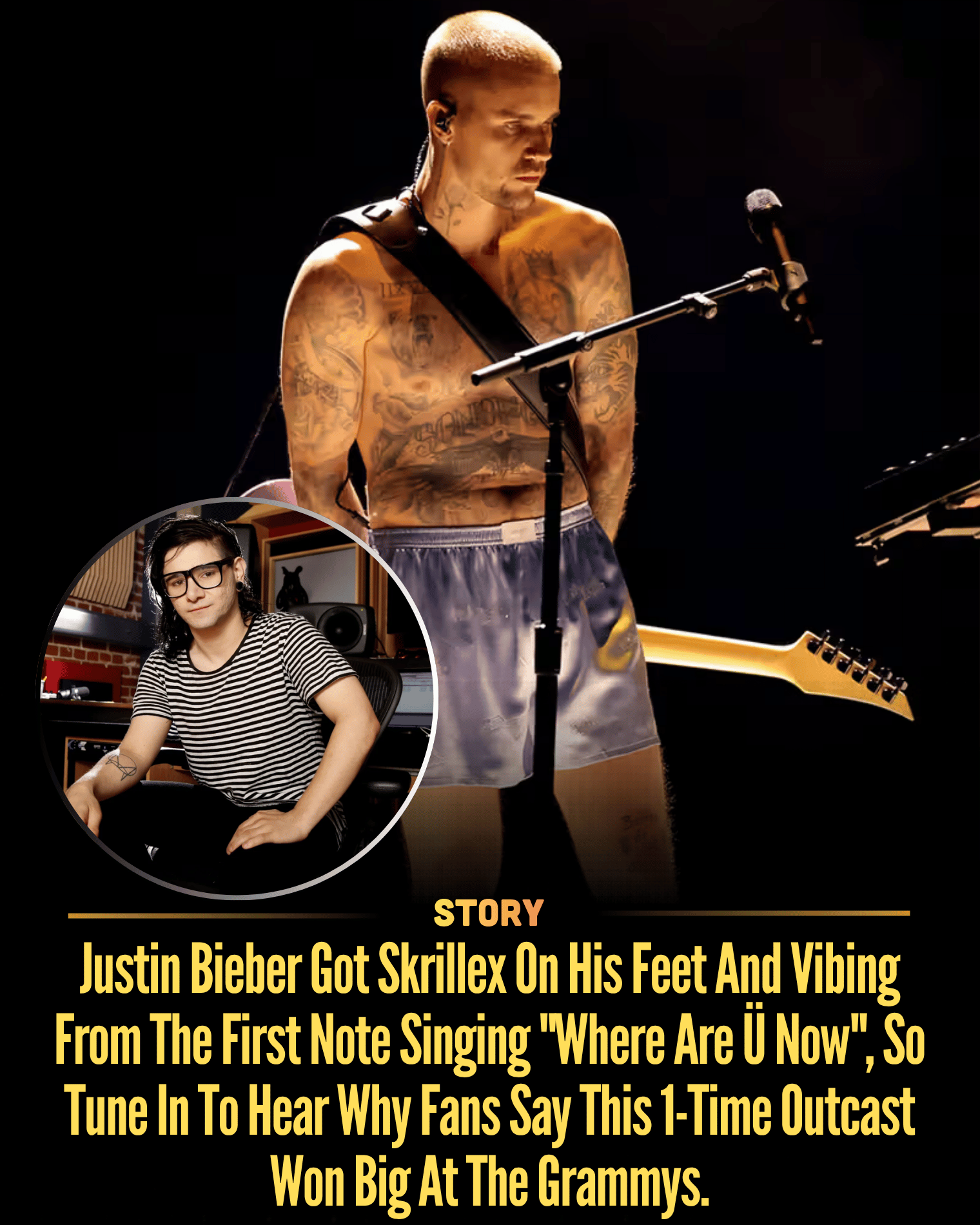 Justin Bieber Got Skrillex On His Feet And Vibing From The First Note Singing “Where Are Ü Now”, So Tune In To Hear Why Fans Say This 1-Time Outcast Won Big At The Grammys.