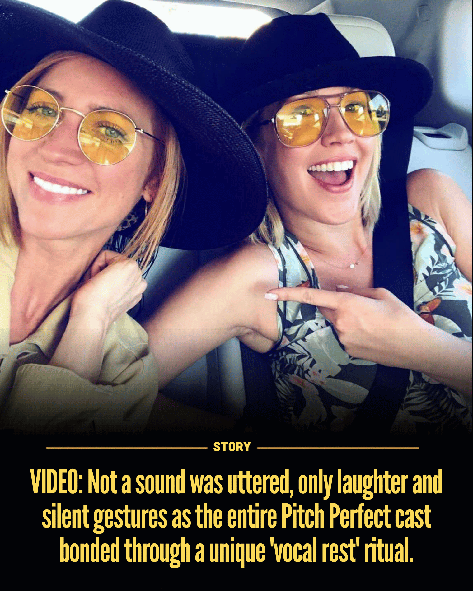 VIDEO: Not a sound was uttered, only laughter and silent gestures as the entire Pitch Perfect cast bonded through a unique ‘vocal rest’ ritual.