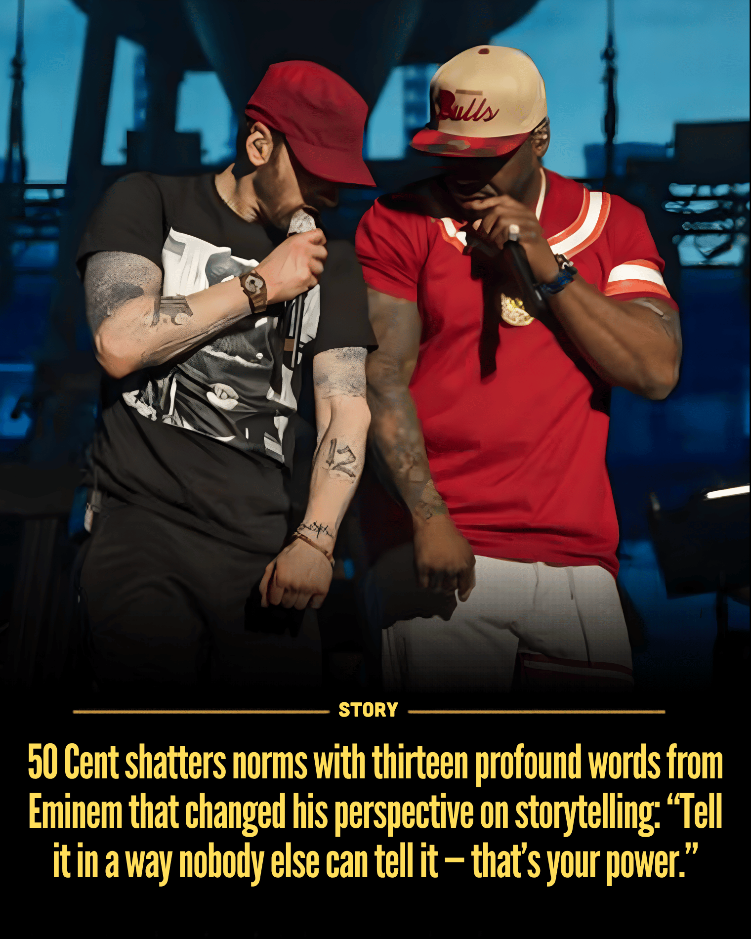 50 Cent shatters norms with thirteen profound words from Eminem that changed his perspective on storytelling: “Tell it in a way nobody else can tell it — that’s your power.”