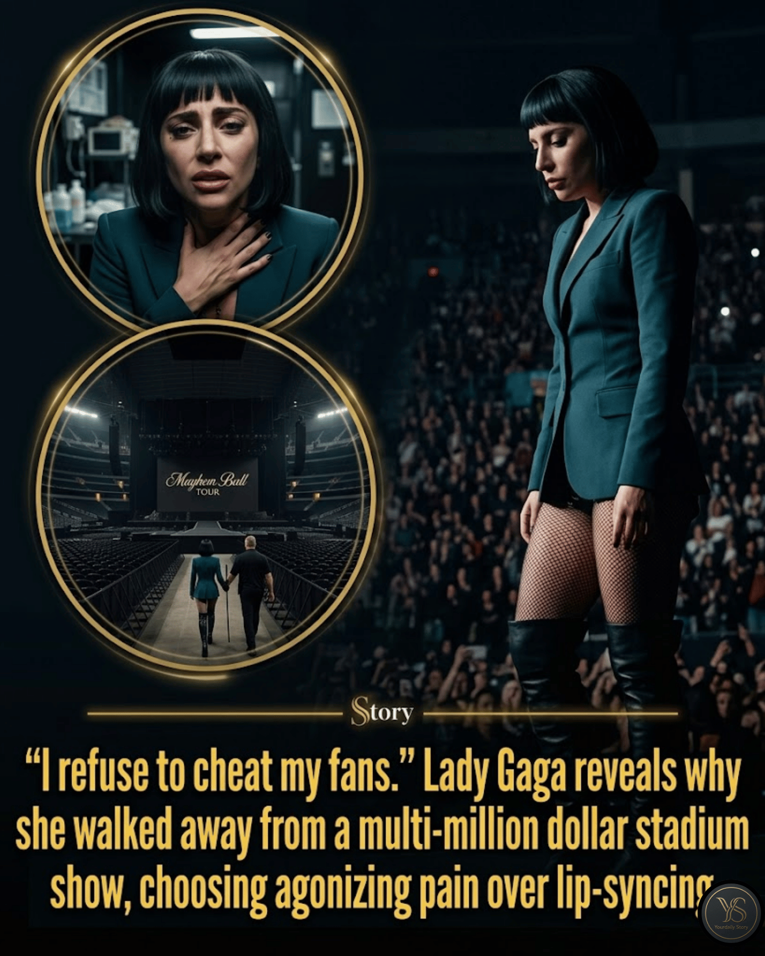 “I refuse to cheat my fans.” Lady Gaga reveals why she walked away from a multi-million dollar stadium show, choosing agonizing pain over lip-syncing.
