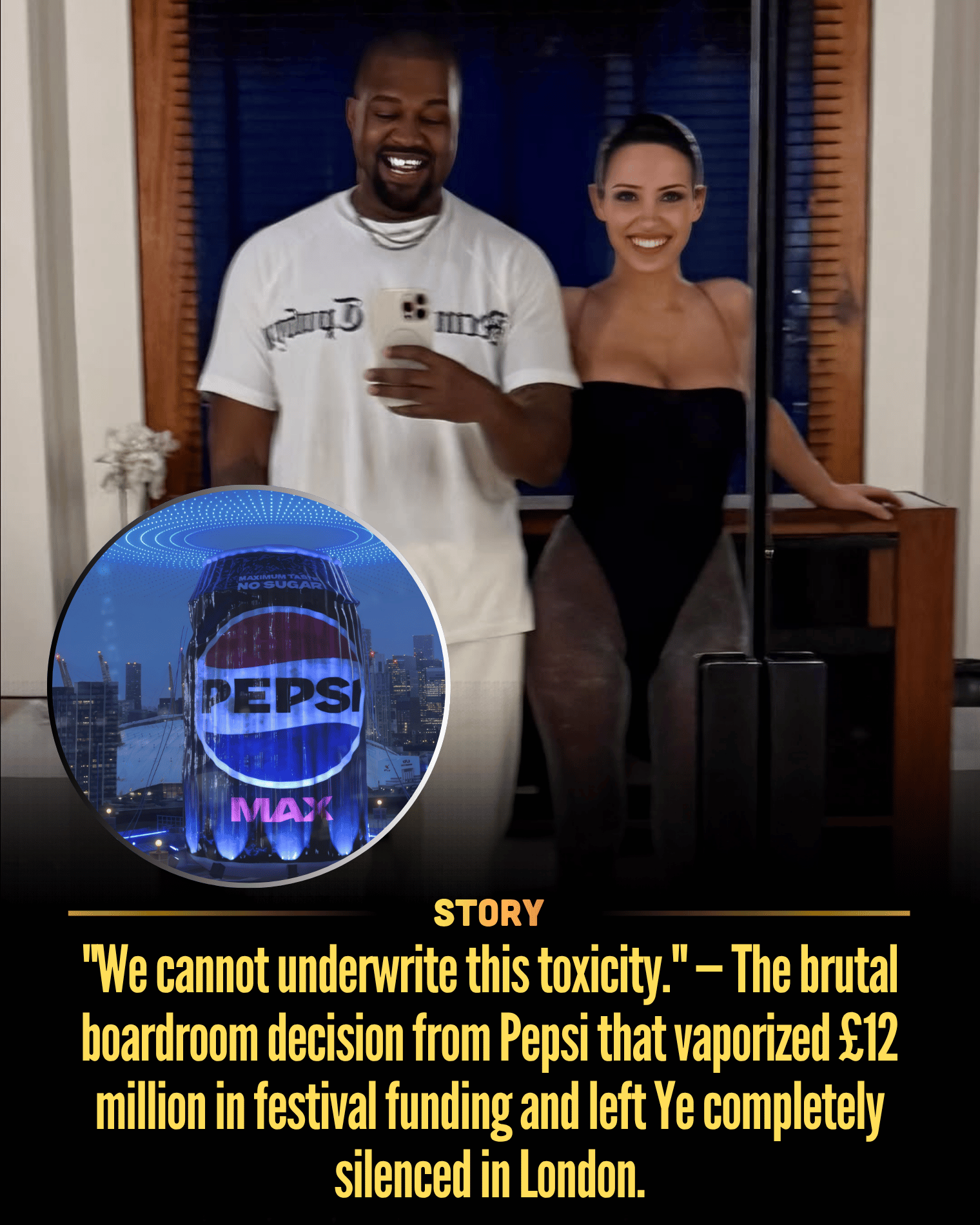 “We cannot underwrite this toxicity.” — The brutal boardroom decision from Pepsi that vaporized £12 million in festival funding and left Ye completely silenced in London.