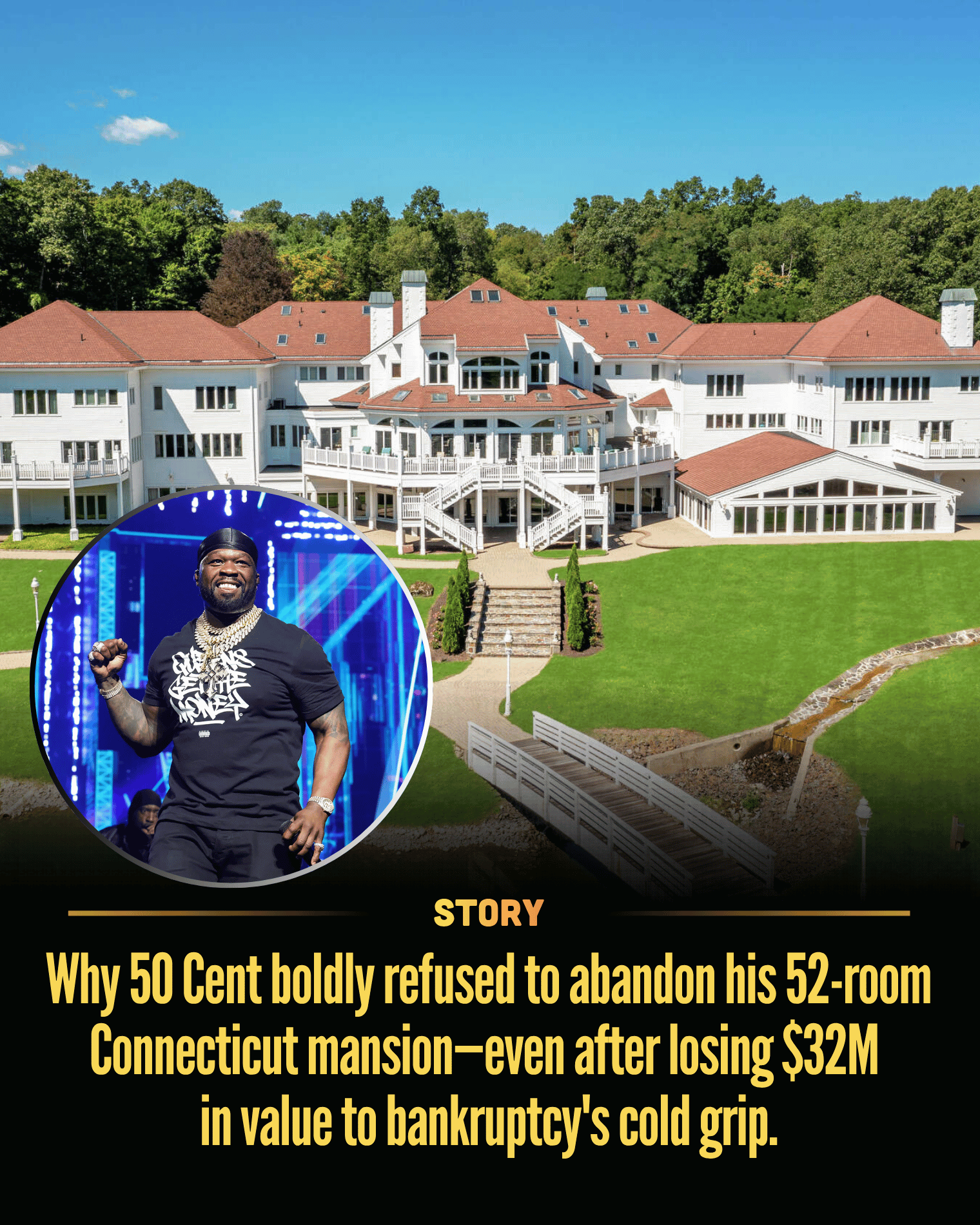 Why 50 Cent boldly refused to abandon his 52-room Connecticut mansion—even after losing $32M in value to bankruptcy’s cold grip.