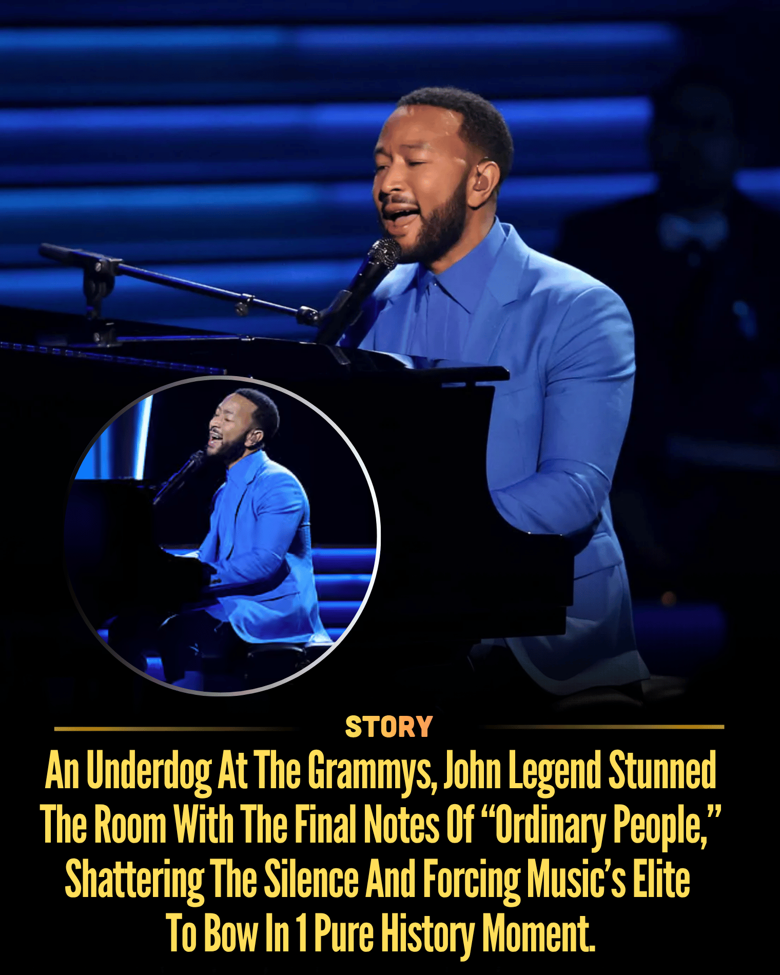 An Underdog At The Grammys, John Legend Stunned The Room With The Final Notes Of “Ordinary People,” Shattering The Silence And Forcing Music’s Elite To Bow In 1 Pure History Moment.