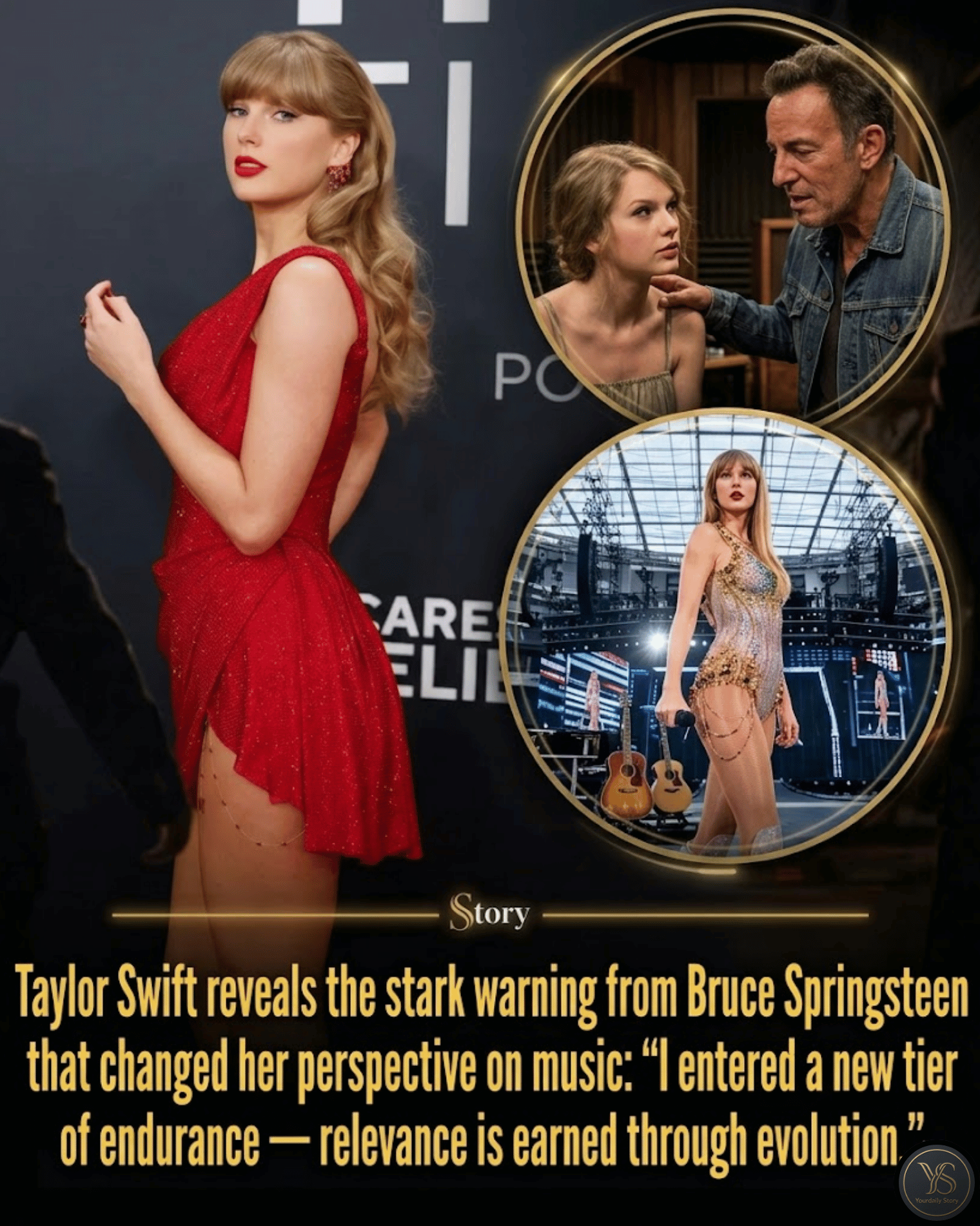 Taylor Swift reveals the stark warning from Bruce Springsteen that changed her perspective on music: “I entered a new tier of endurance — relevance is earned through evolution.”