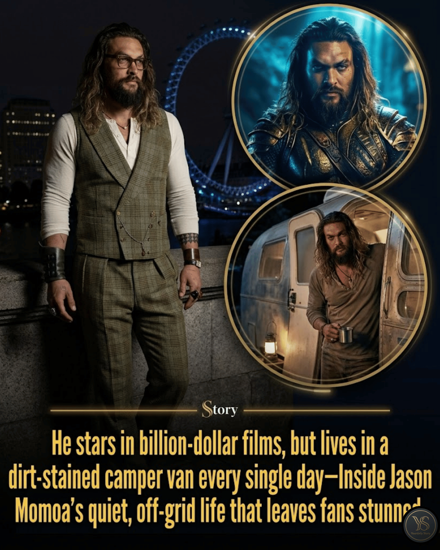 He stars in billion-dollar films, but lives in a dirt-stained camper van every single day—Inside Jason Momoa’s quiet, off-grid life that leaves fans stunned.