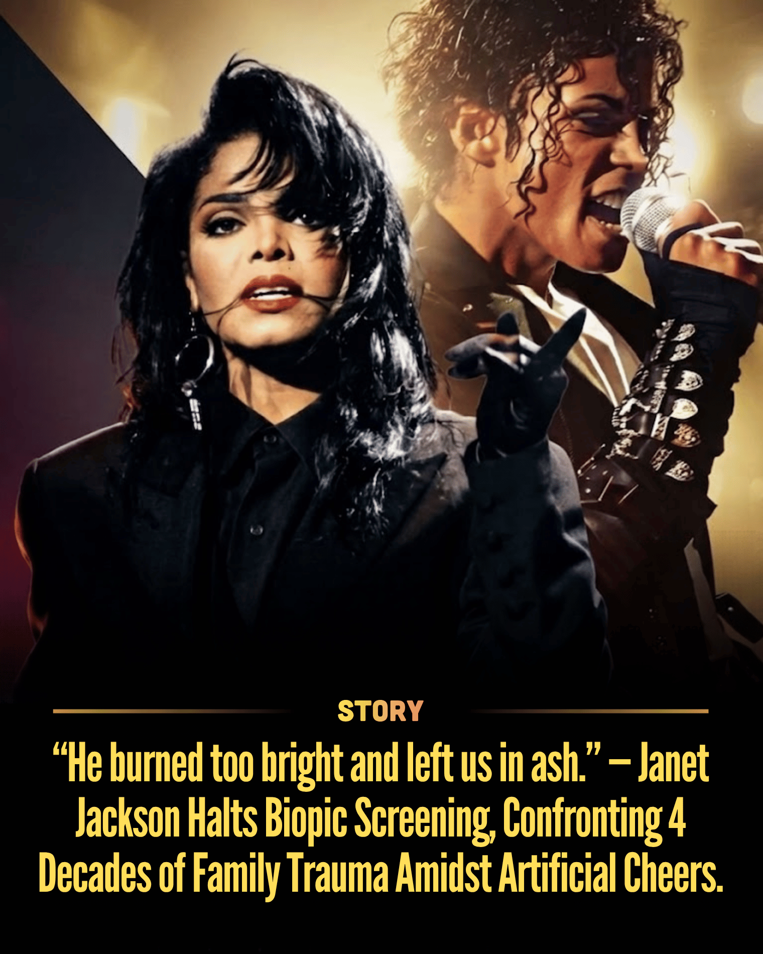 “He burned too bright and left us in ash.” — Janet Jackson Halts Biopic Screening, Confronting 4 Decades of Family Trauma Amidst Artificial Cheers.