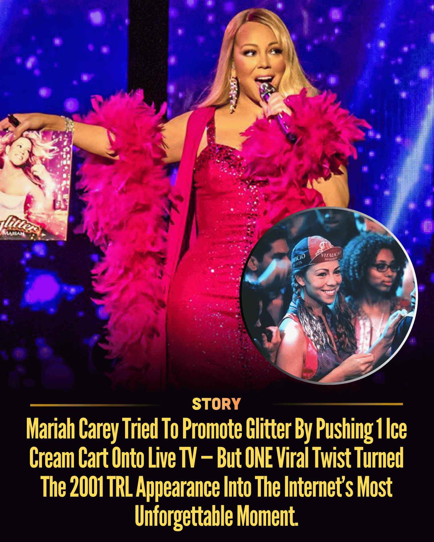Mariah Carey Tried To Promote Glitter By Pushing 1 Ice Cream Cart Onto Live TV — But ONE Viral Twist Turned The 2001 TRL Appearance Into The Internet’s Most Unforgettable Moment.