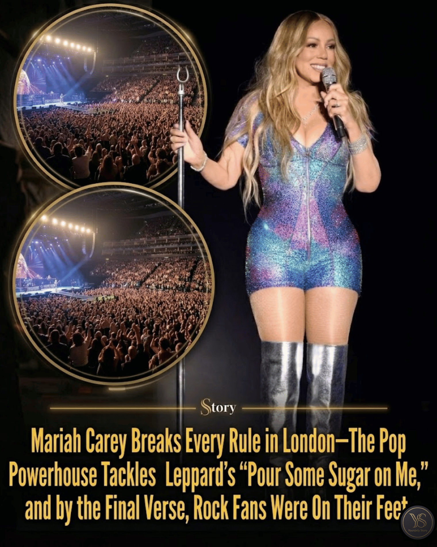 Mariah Carey Breaks Every Rule in London—The Pop Powerhouse Tackles Def Leppard’s “Pour Some Sugar on Me,” and by the Final Verse, Rock Fans Were On Their Feet.