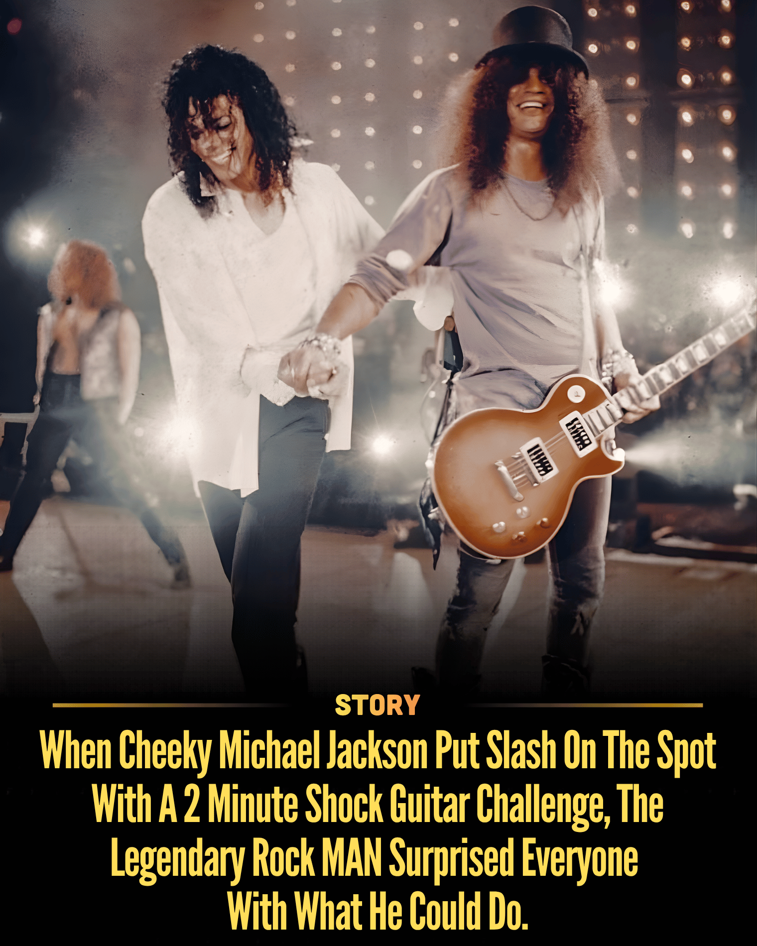 When Cheeky Michael Jackson Put Slash On The Spot With A 2 Minute Shock Guitar Challenge, The Legendary Rock MAN Surprised Everyone With What He Could Do.