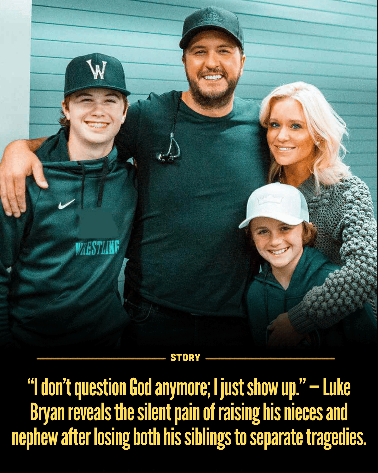 “I don’t question God anymore; I just show up.” — Luke Bryan reveals the silent pain of raising his nieces and nephew after losing both his siblings to separate tragedies.