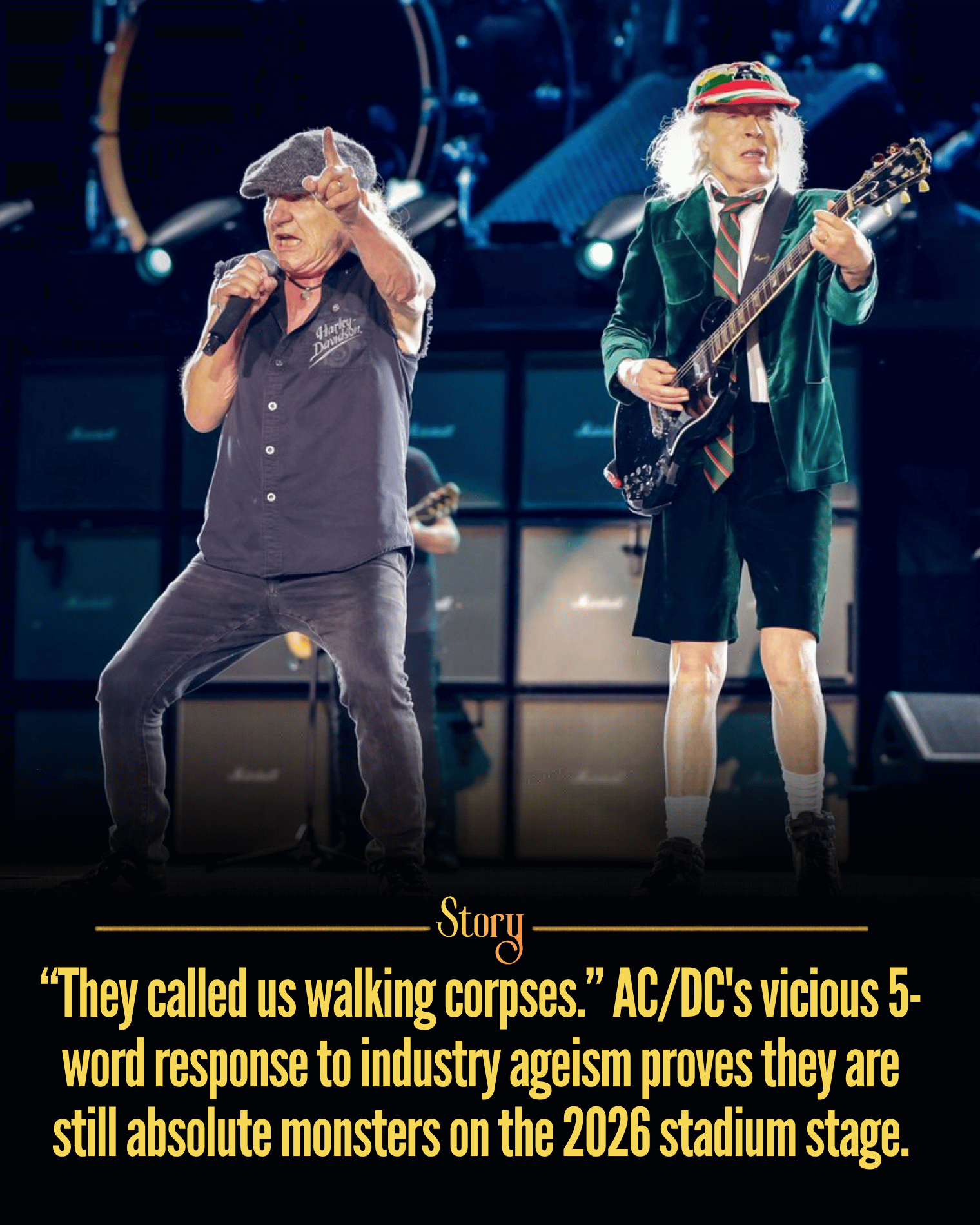 “They called us walking corpses.” AC/DC’s vicious 5-word response to industry ageism proves they are still absolute monsters on the 2026 stadium stage.