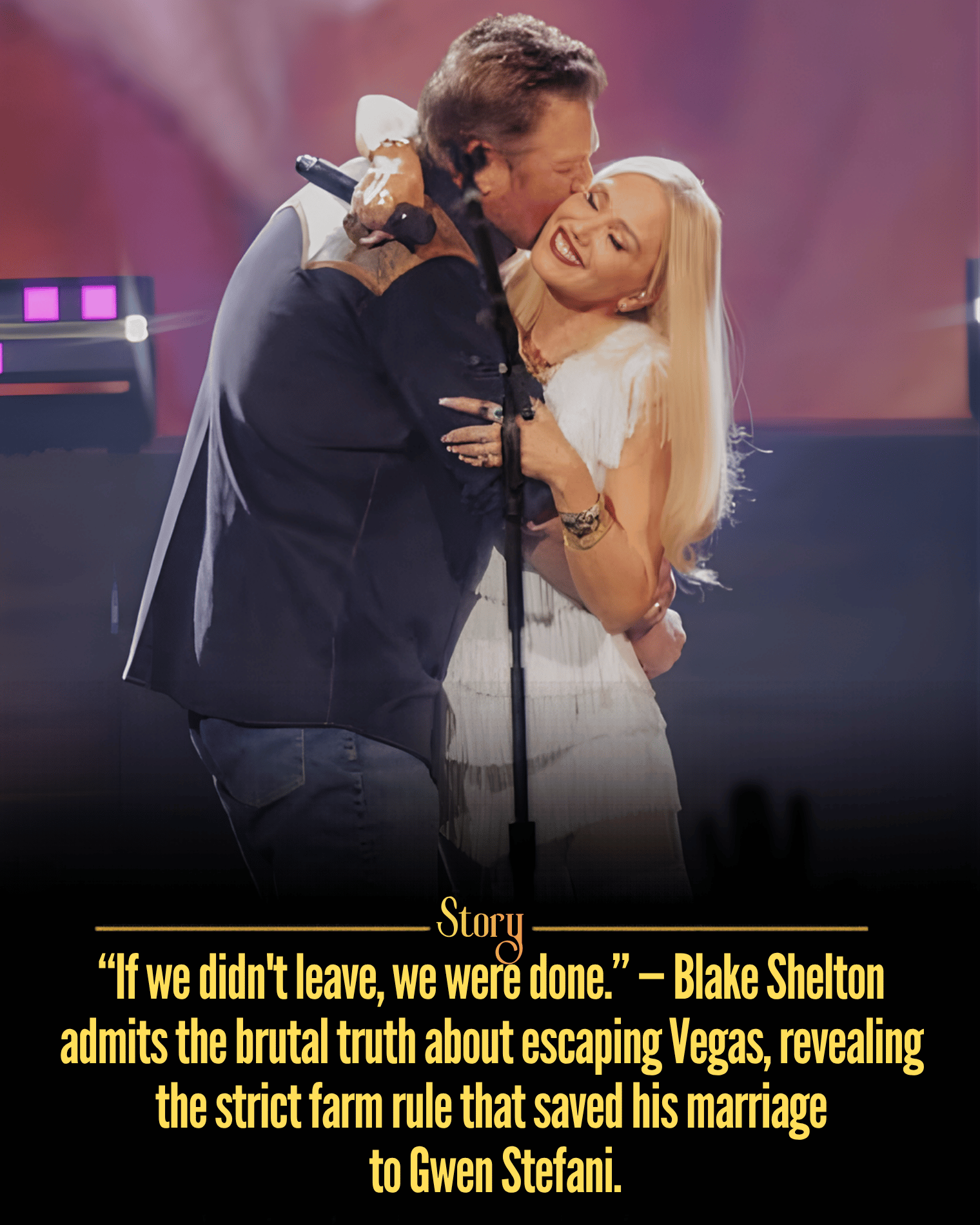 “If we didn’t leave, we were done.” — Blake Shelton admits the brutal truth about escaping Vegas, revealing the strict farm rule that saved his marriage to Gwen Stefani.