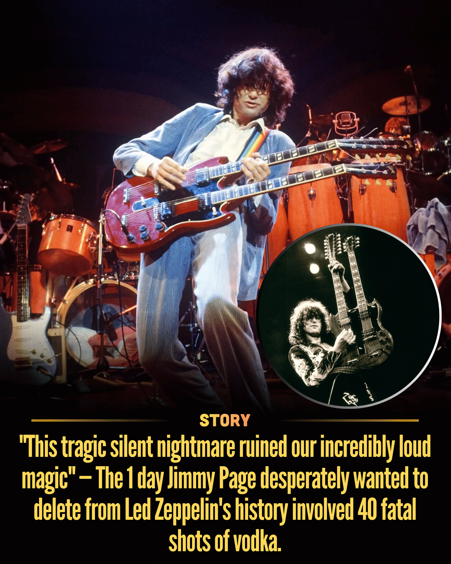 “This tragic silent nightmare ruined our incredibly loud magic” — The 1 day Jimmy Page desperately wanted to delete from Led Zeppelin’s history involved 40 fatal shots of vodka.