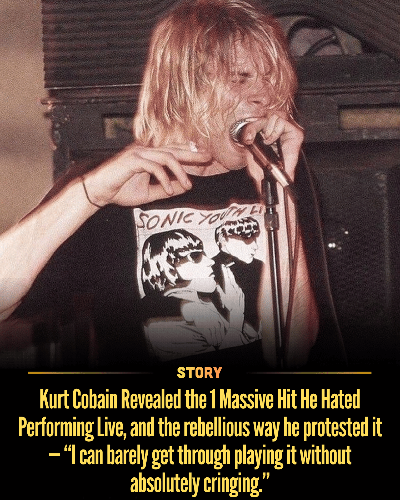 Kurt Cobain Revealed the 1 Massive Hit He Hated Performing Live, and the rebellious way he protested it — “I can barely get through playing it without absolutely cringing.”